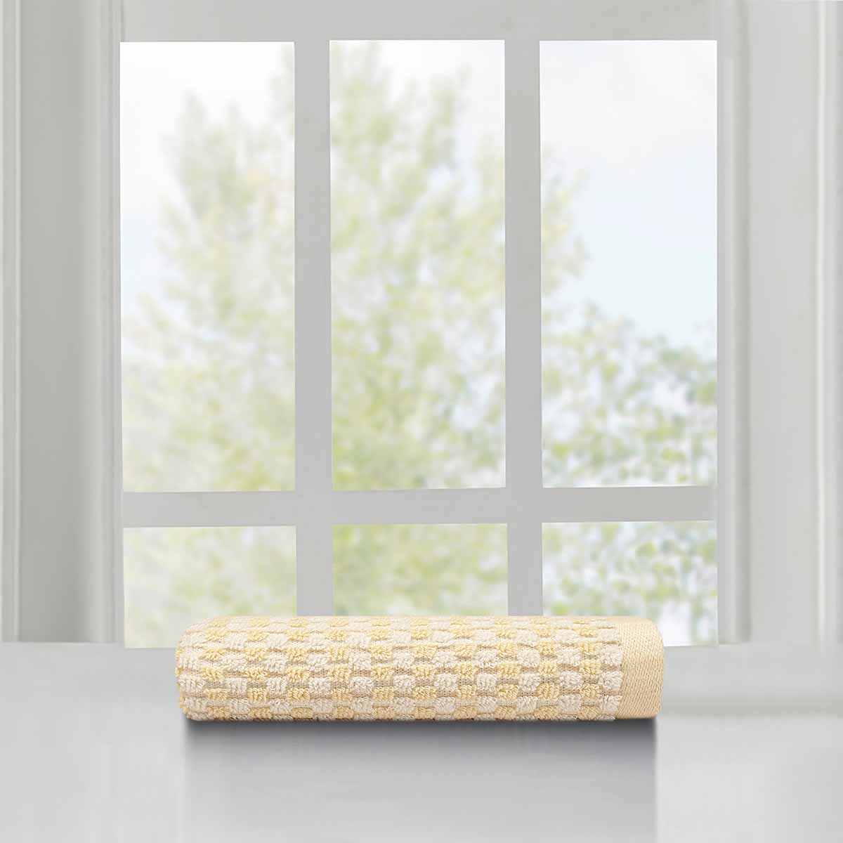 Honeybloom Plush Performance Yellow Popcorn Cotton Hand Towel, 16x28