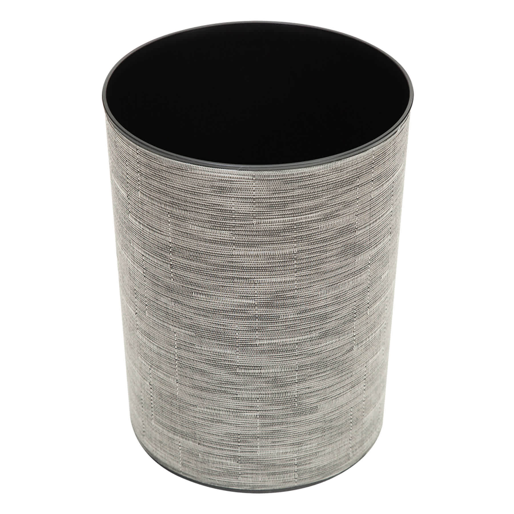 Winslow Black & Grey Stitched Round Trash Bin, 10l