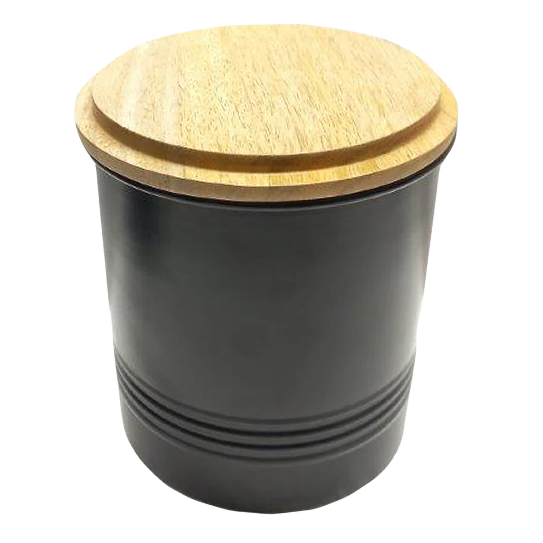 Black Canister with Wood Lid, Medium