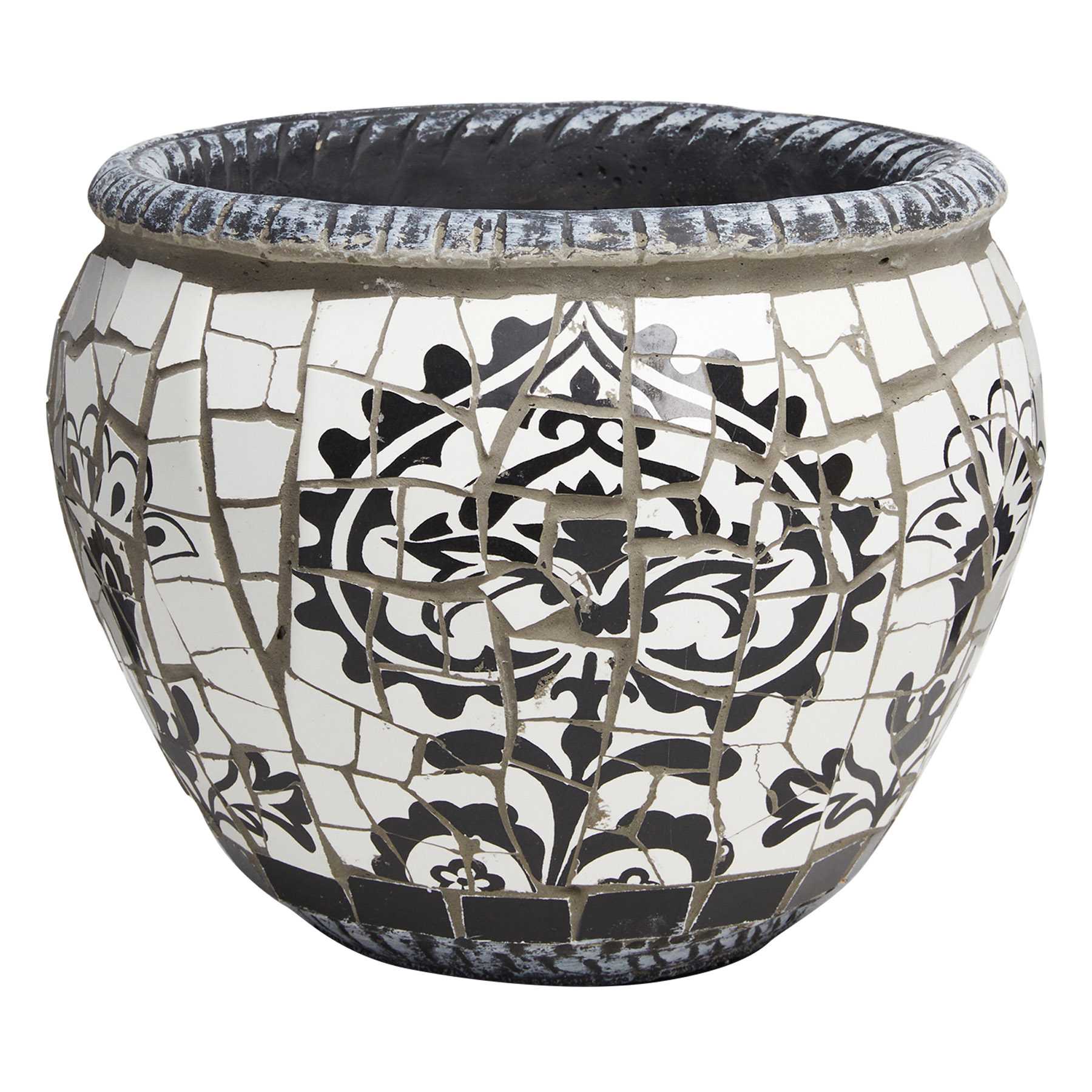 Black & White Mosaic Outdoor Planter, Small