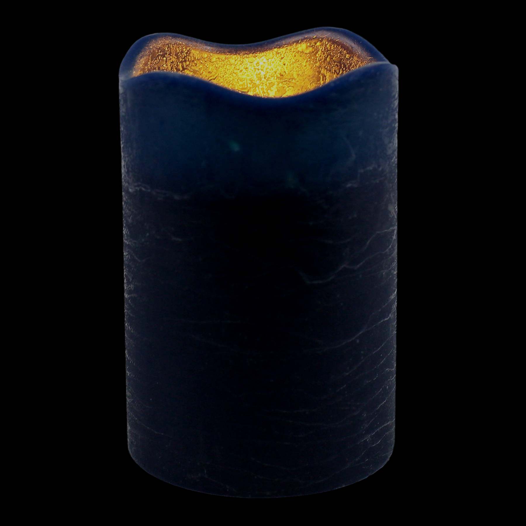 Honeybloom Dark Blue Wax LED Pillar Candle with 6 Hour Timer, 4x6