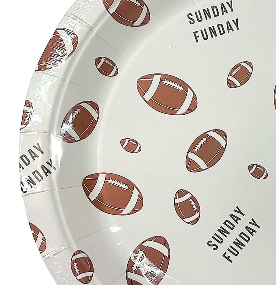 White Football 9In Plate 12Ct