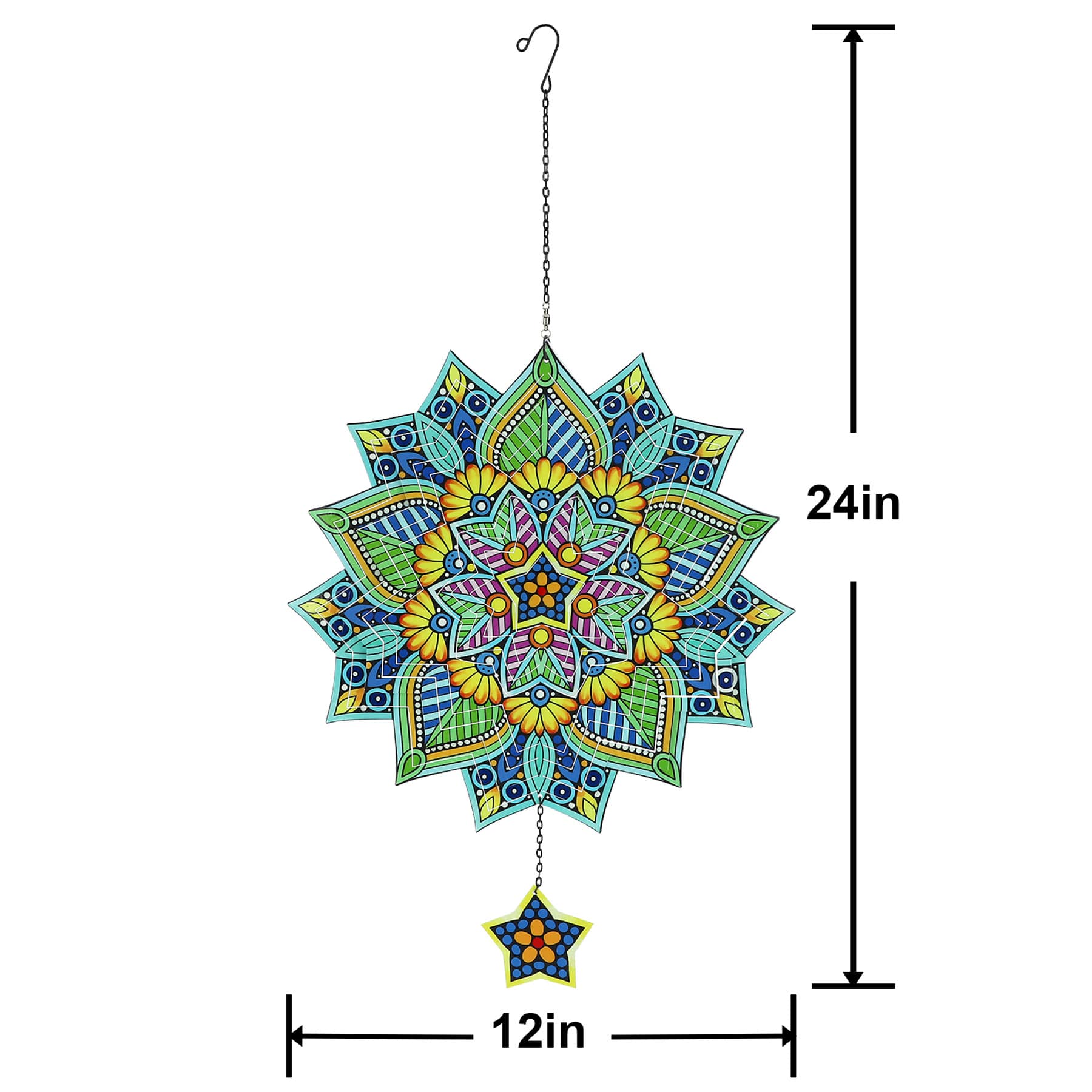 Green Metal Wind Spinner, 24"