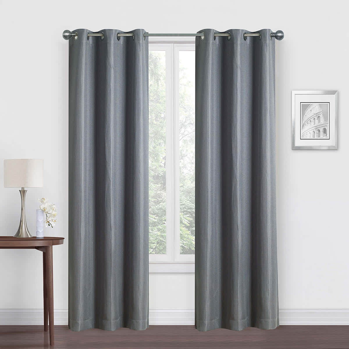 Morisson Grey Blackout Grommet Curtain Panel, 84"