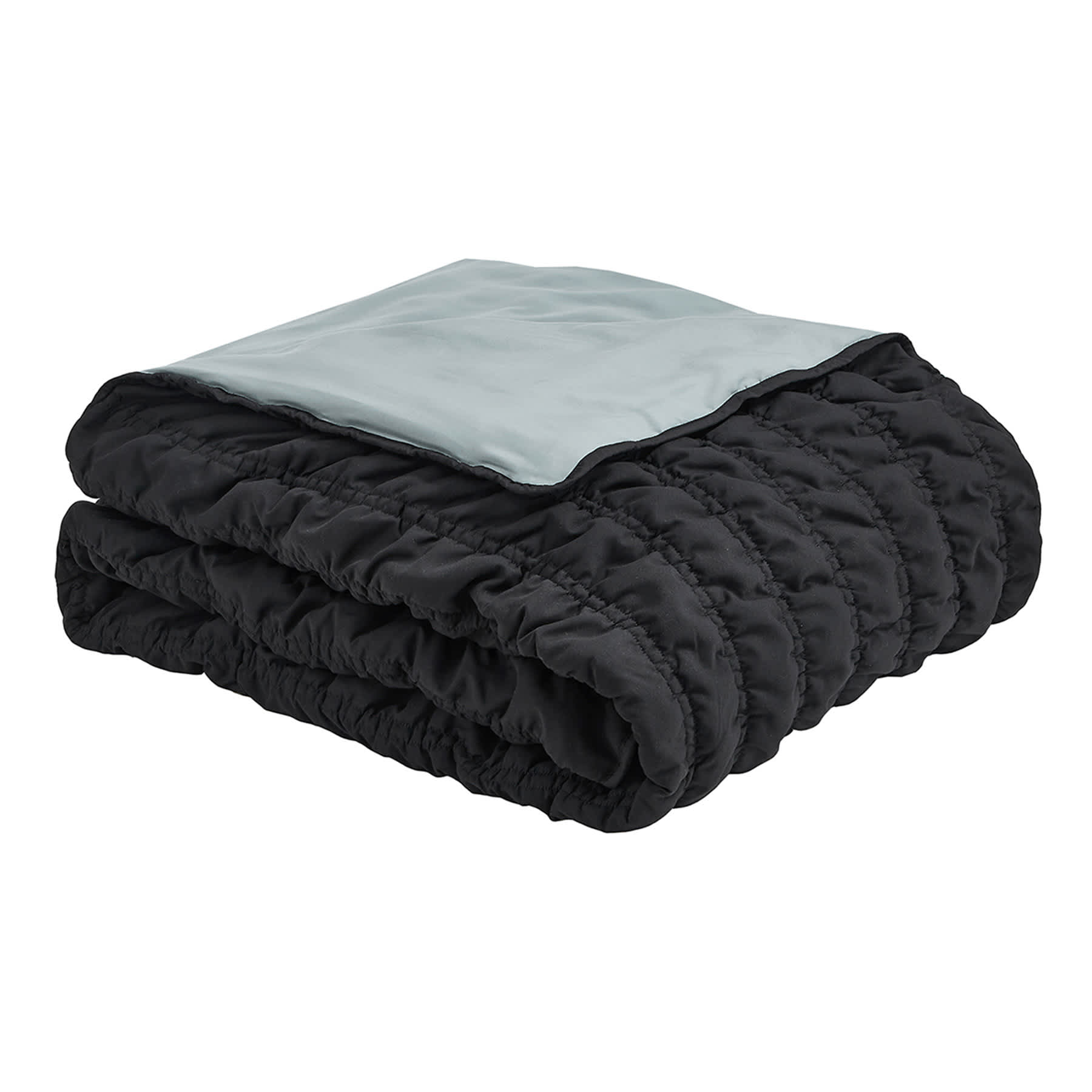 2-Piece Black Channel Microfiber Quilt Set, Twin/Twin XL