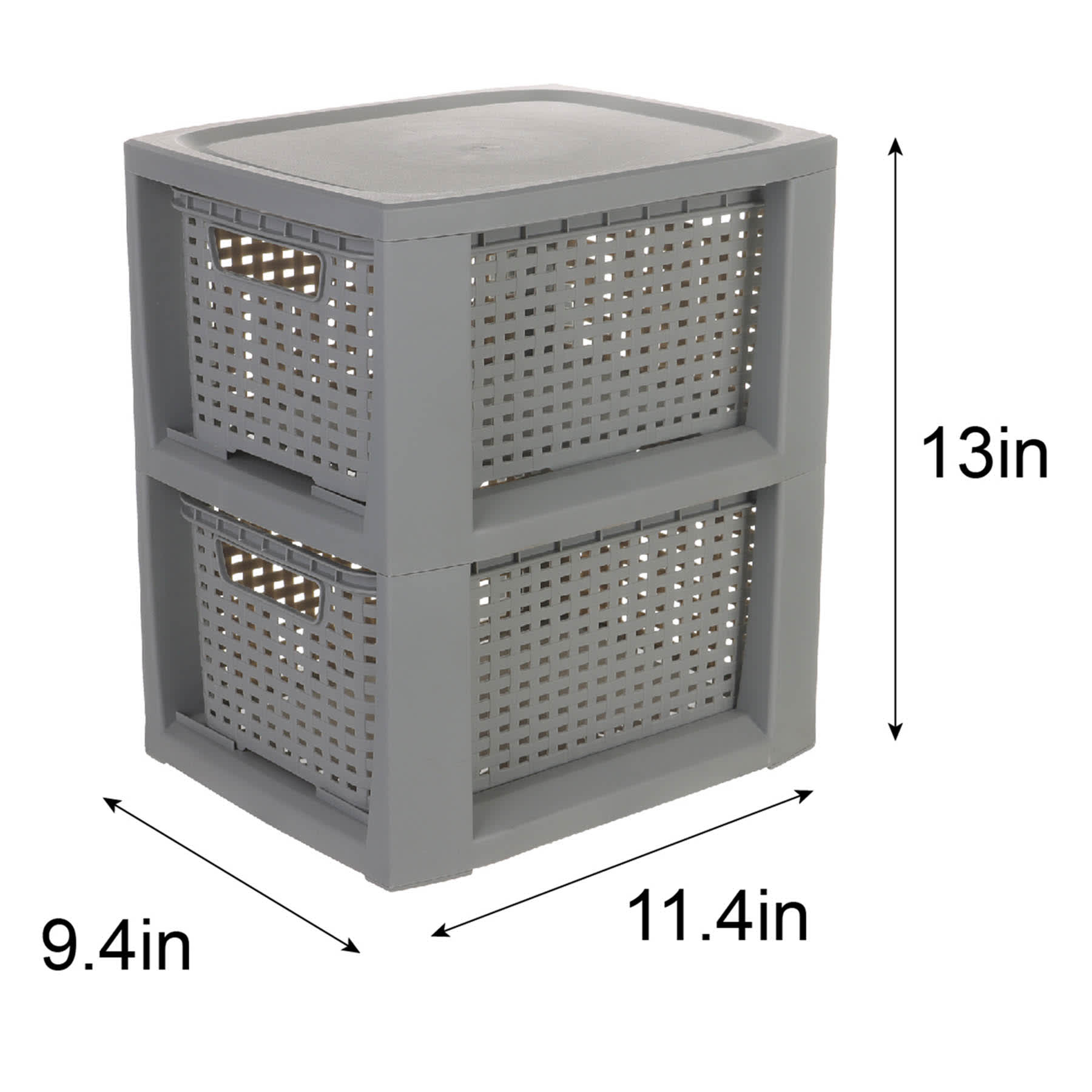 2-Layer Woven Drawer Set, Grey