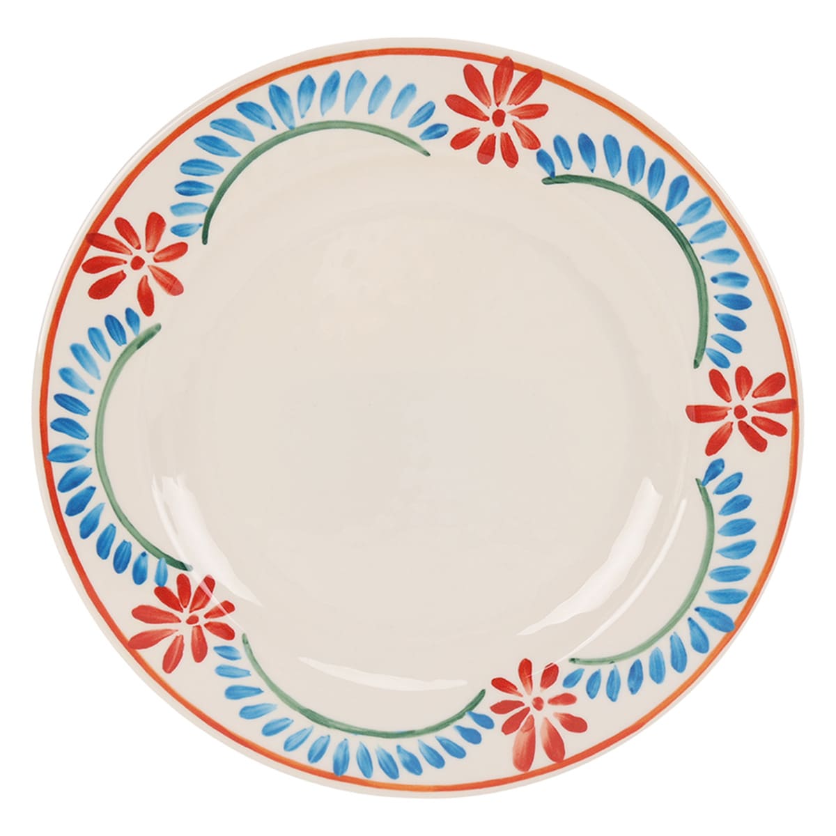 11In White Floral Rim Melamine Dinner Plate