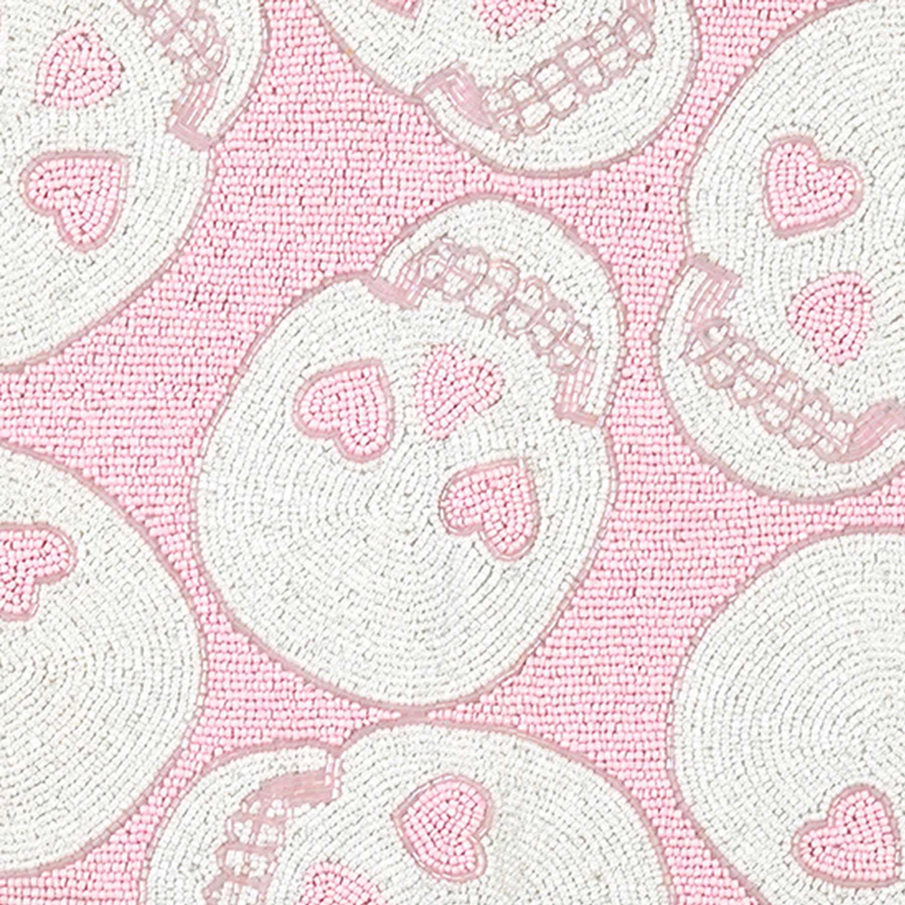 Hey Boo! Pink Fully Beaded Tossed Skull Table Runner, 36"