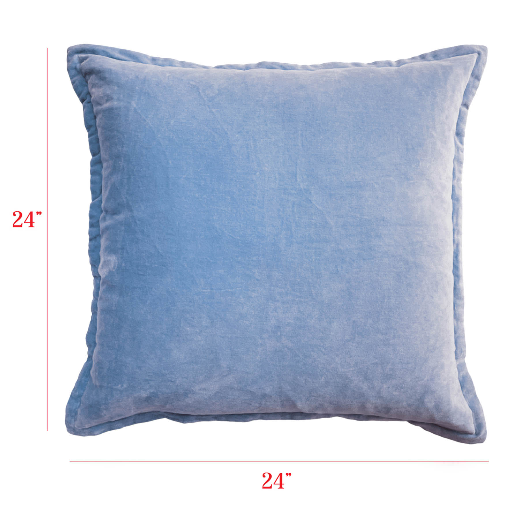 Providence Blue Cotton Velvet Euro Throw Pillow, 24"