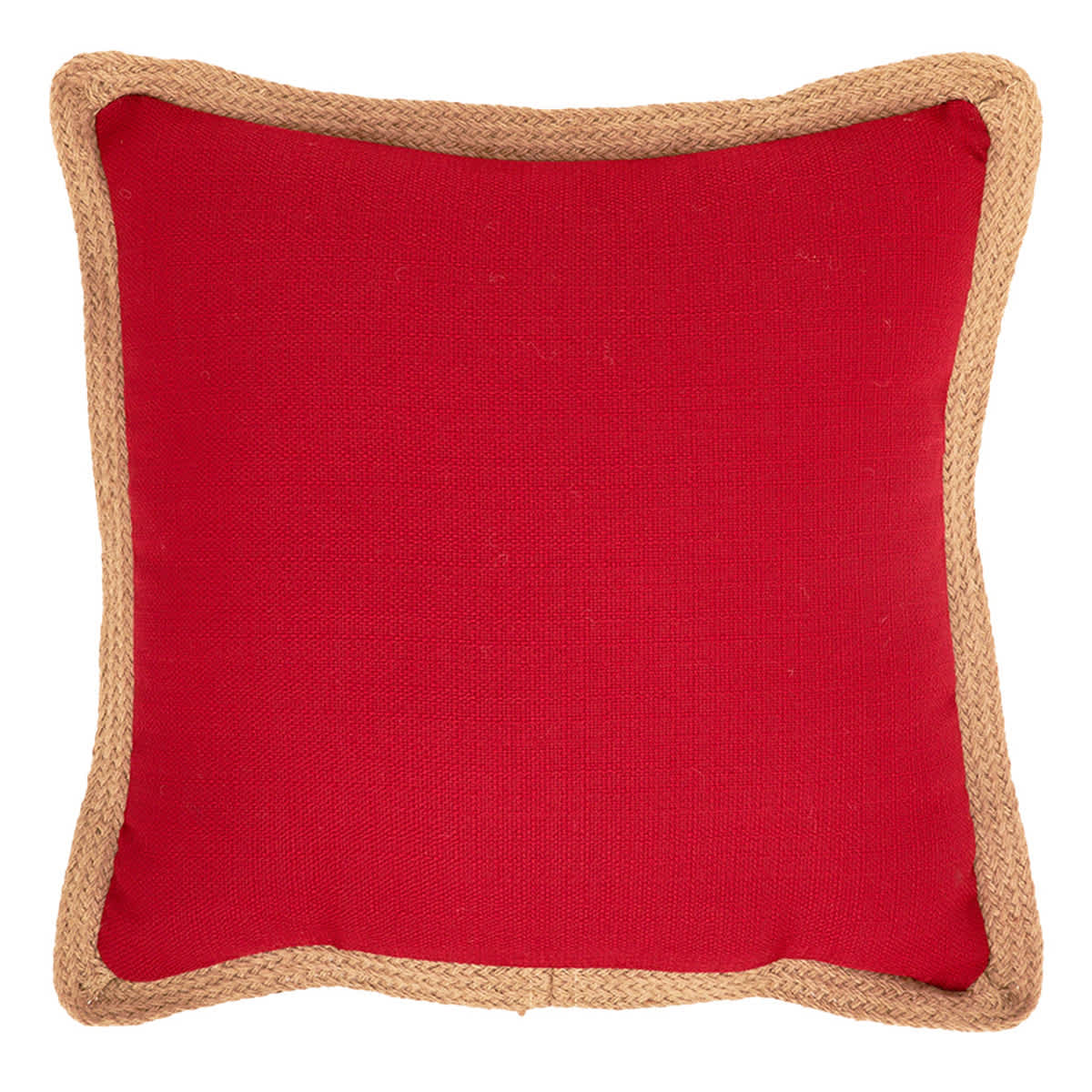 2-Pack Red Jute Trim Outdoor Throw Pillow, 18"