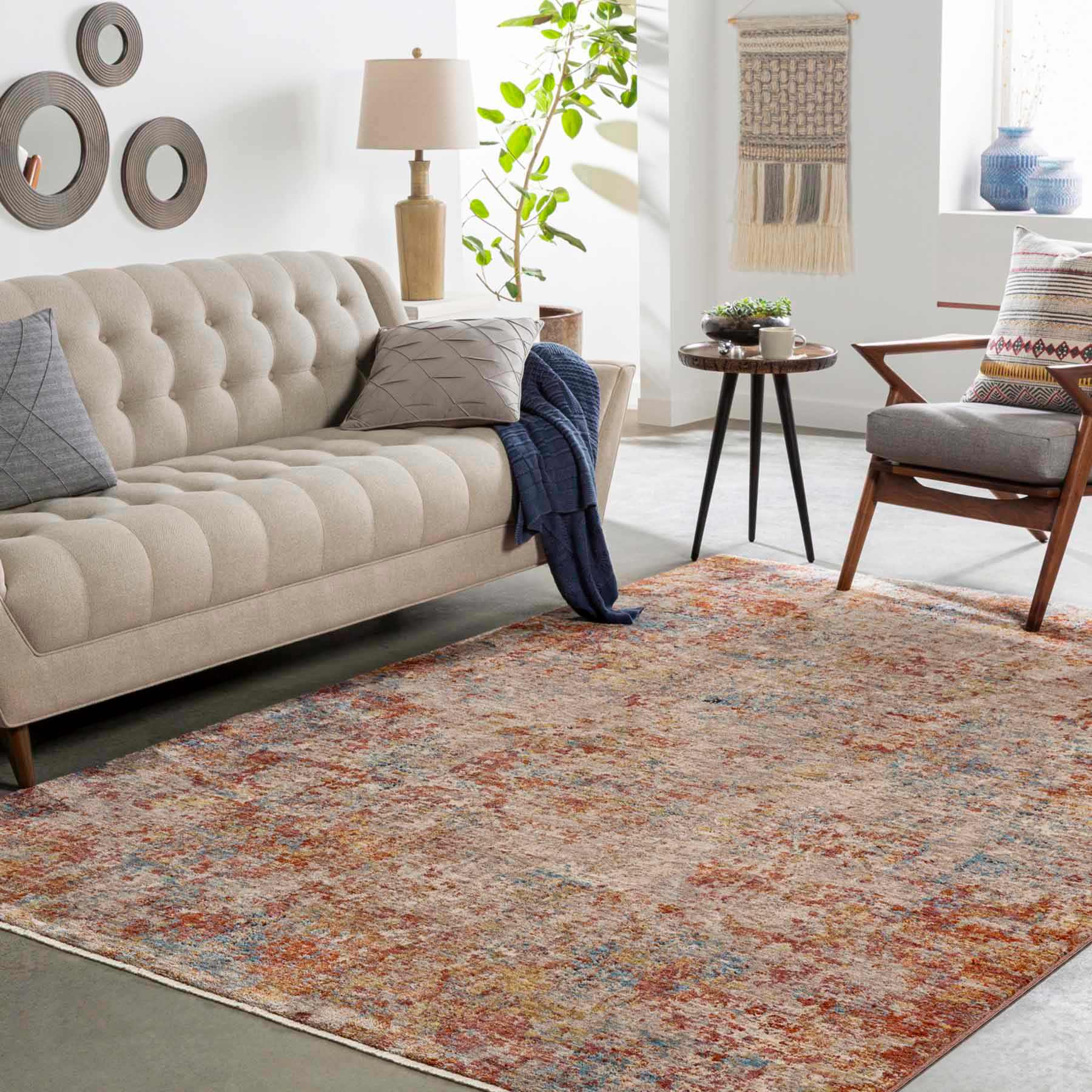 (A522) Mirabel Scarlet Abstract Area Rug, 8x10