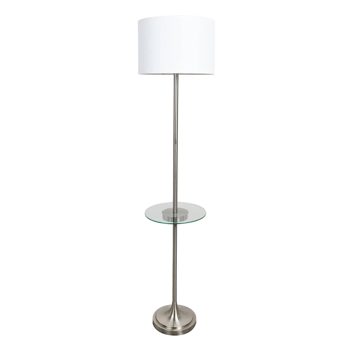 Silver Metal Floor Lamp with Glass Table & Shade, 64"