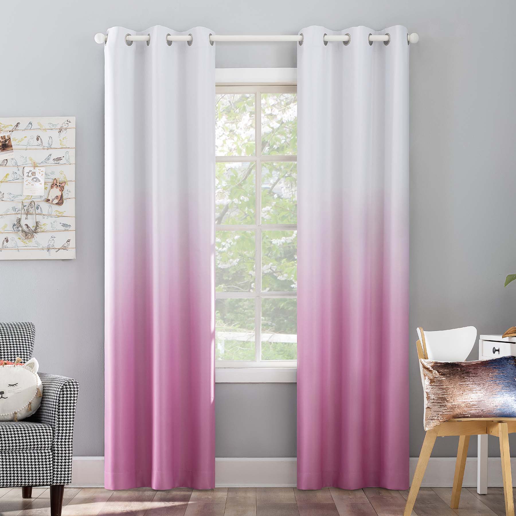 Tiny Dreamers Blush Ombre Blackout Grommet Curtain Panel, 84"