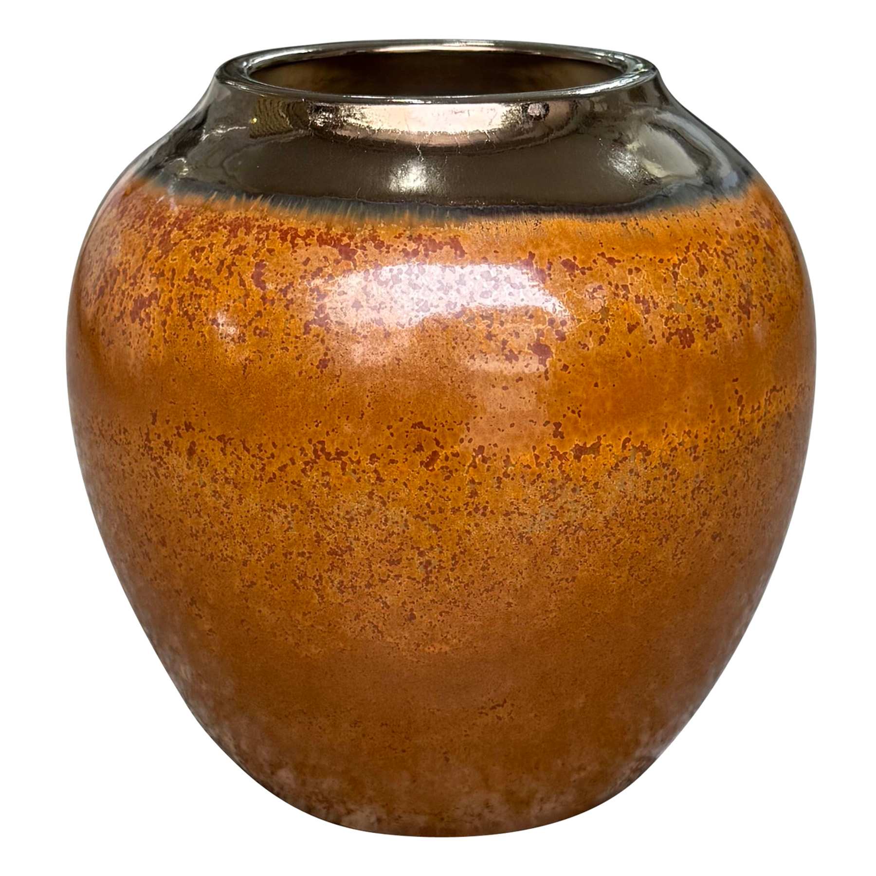 Brown Reactive Glaze Ceramic Vase, 6.3"