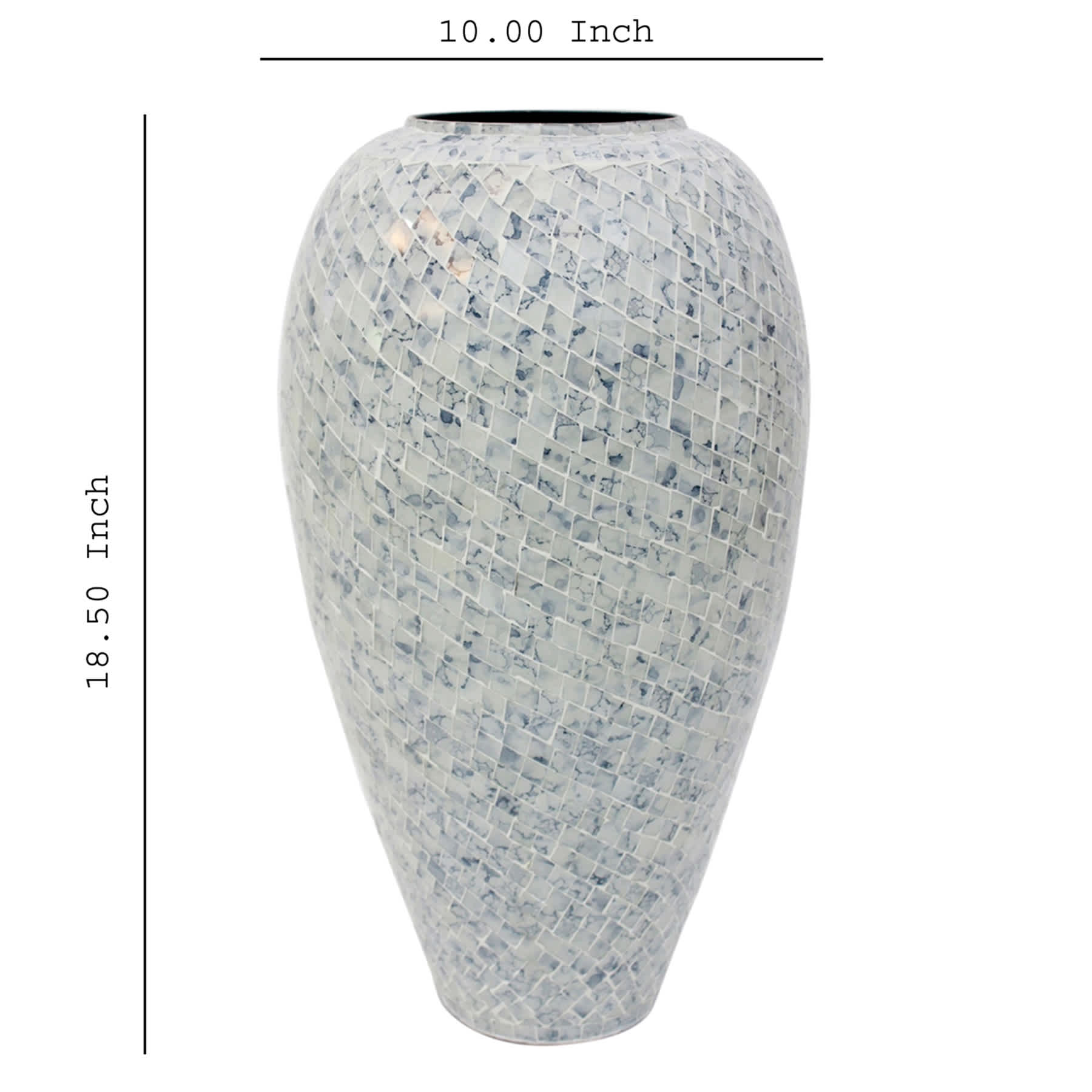 Blue and White Mosaic Vase, 19"