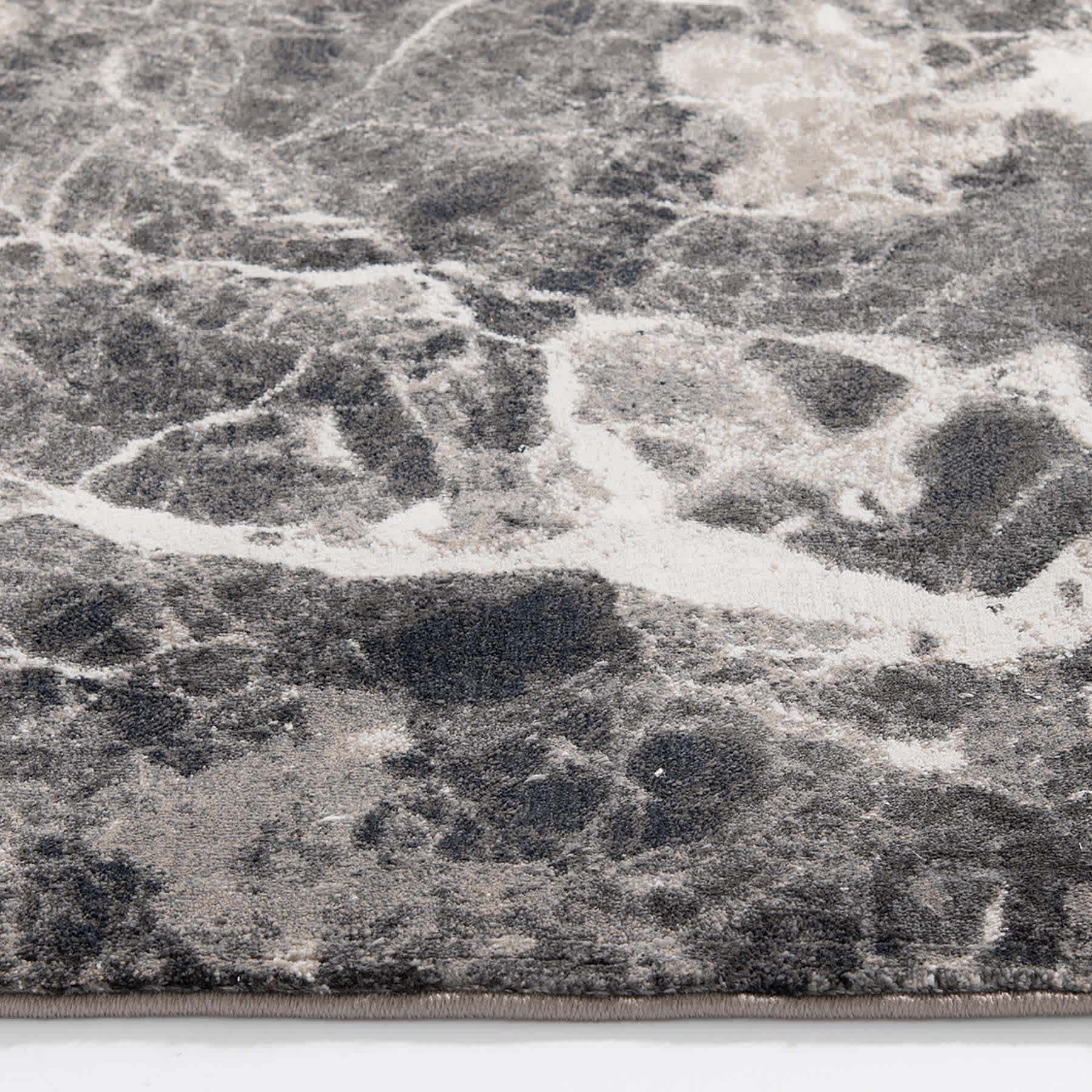 (B700) Adore Alaya Black & White Marbled Area Rug, 8x10