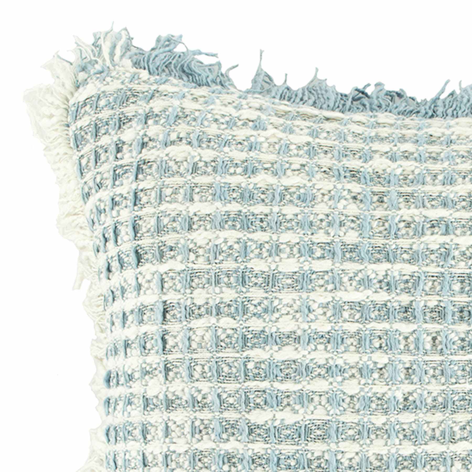 Delphi Blue Waffle Fringe Throw Pillow, 21"