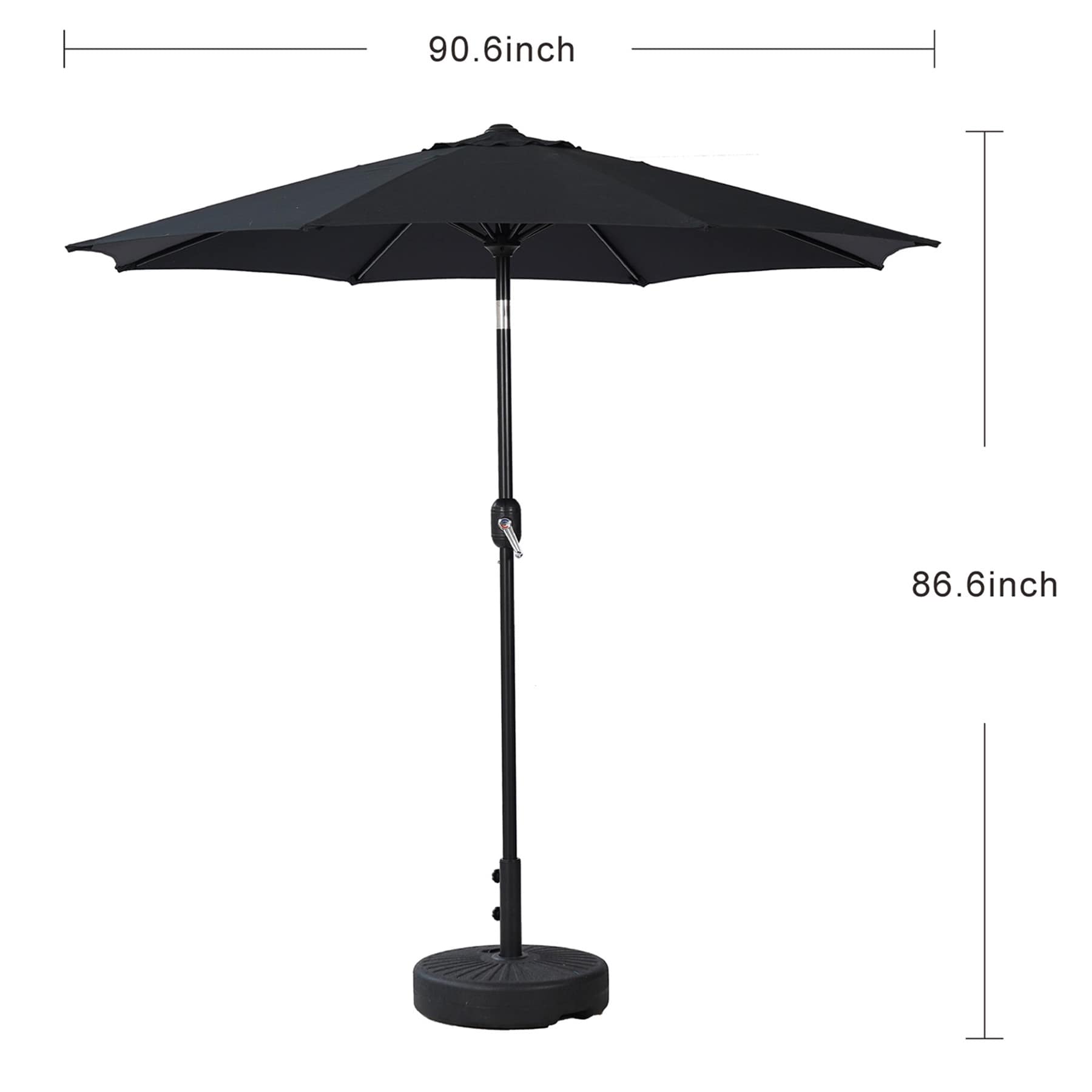 Black Crank & Tilt Round Patio Umbrella, 7.5'