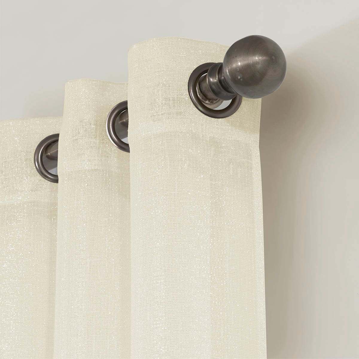 Whittier Beige Metallic Sheer Grommet Curtain Panel, 84"