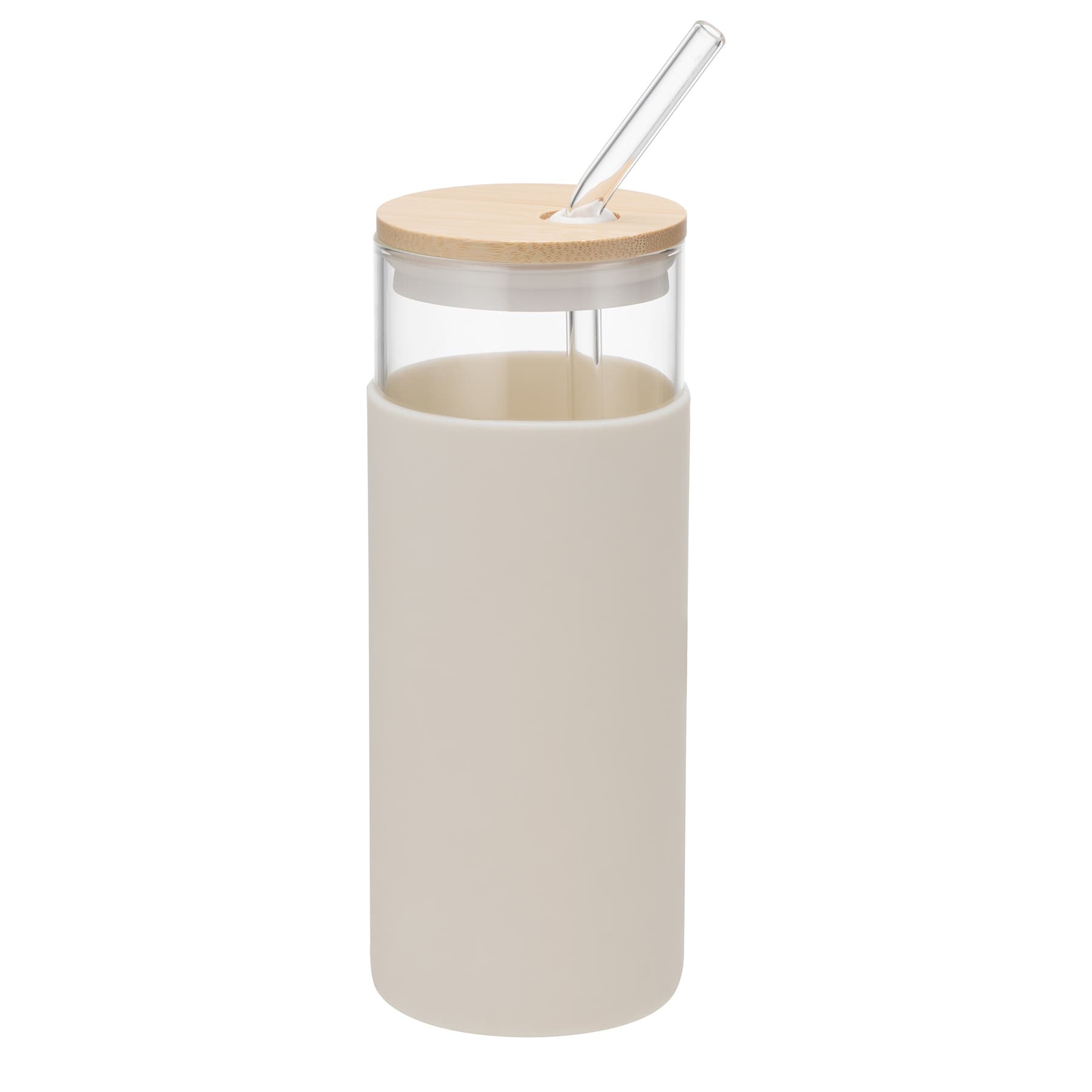 White Silicone Sleeve Tumbler with Straw, 20oz