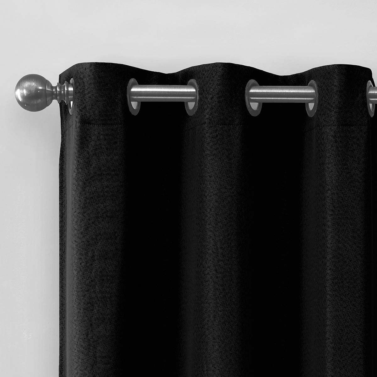 2-Pack Denver Black Blackout Grommet Curtain Panel Set, 84"