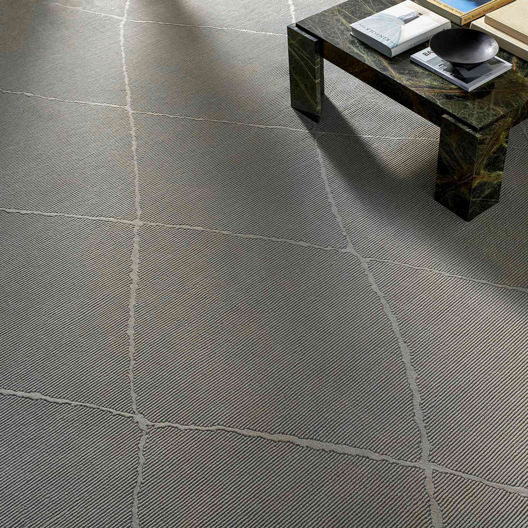 (B878) Alder Grey Diamond Design Washable Area Rug, 5x7