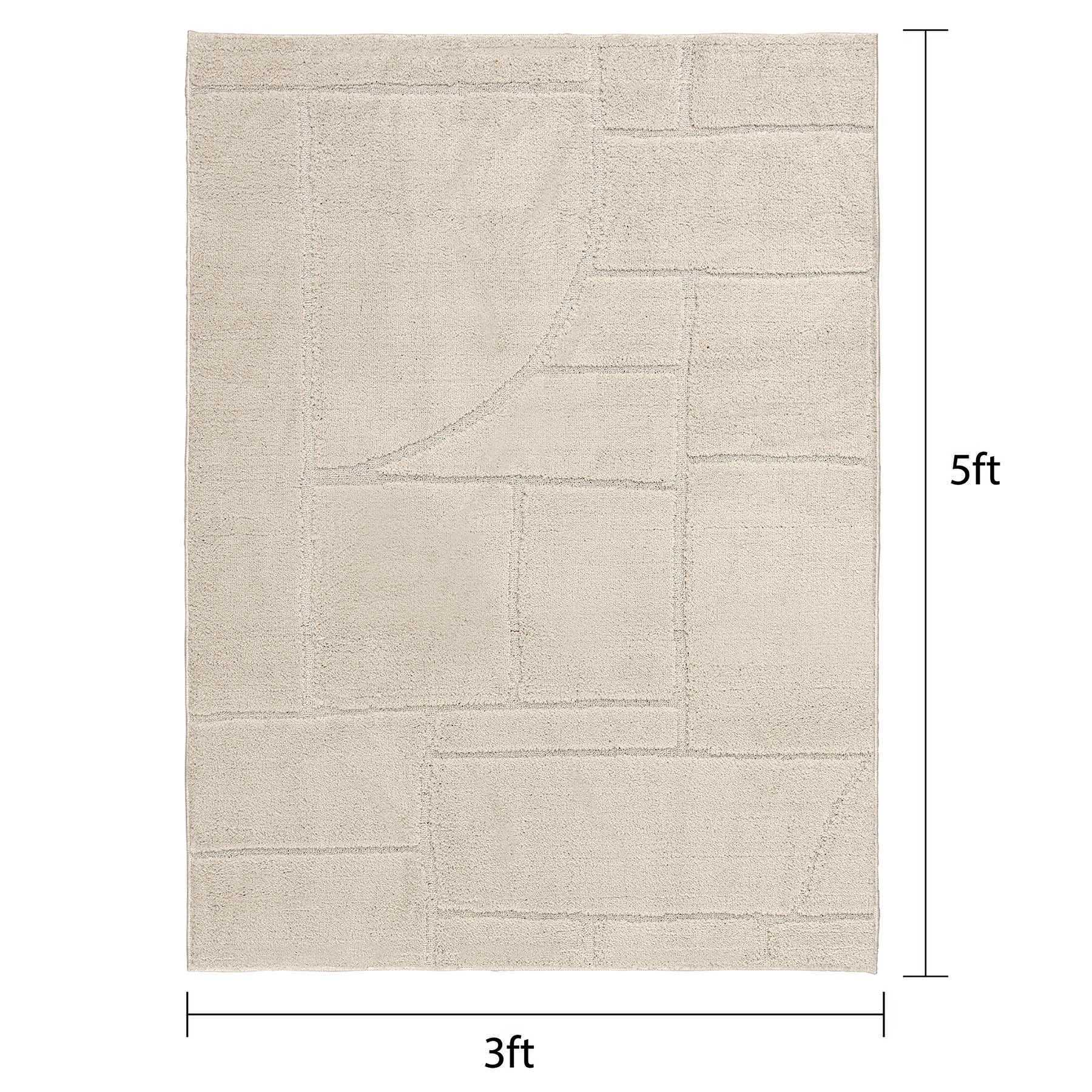 (D607) Crosby St. Athena Cosmo Cream High-Low Accent Rug, 3x5