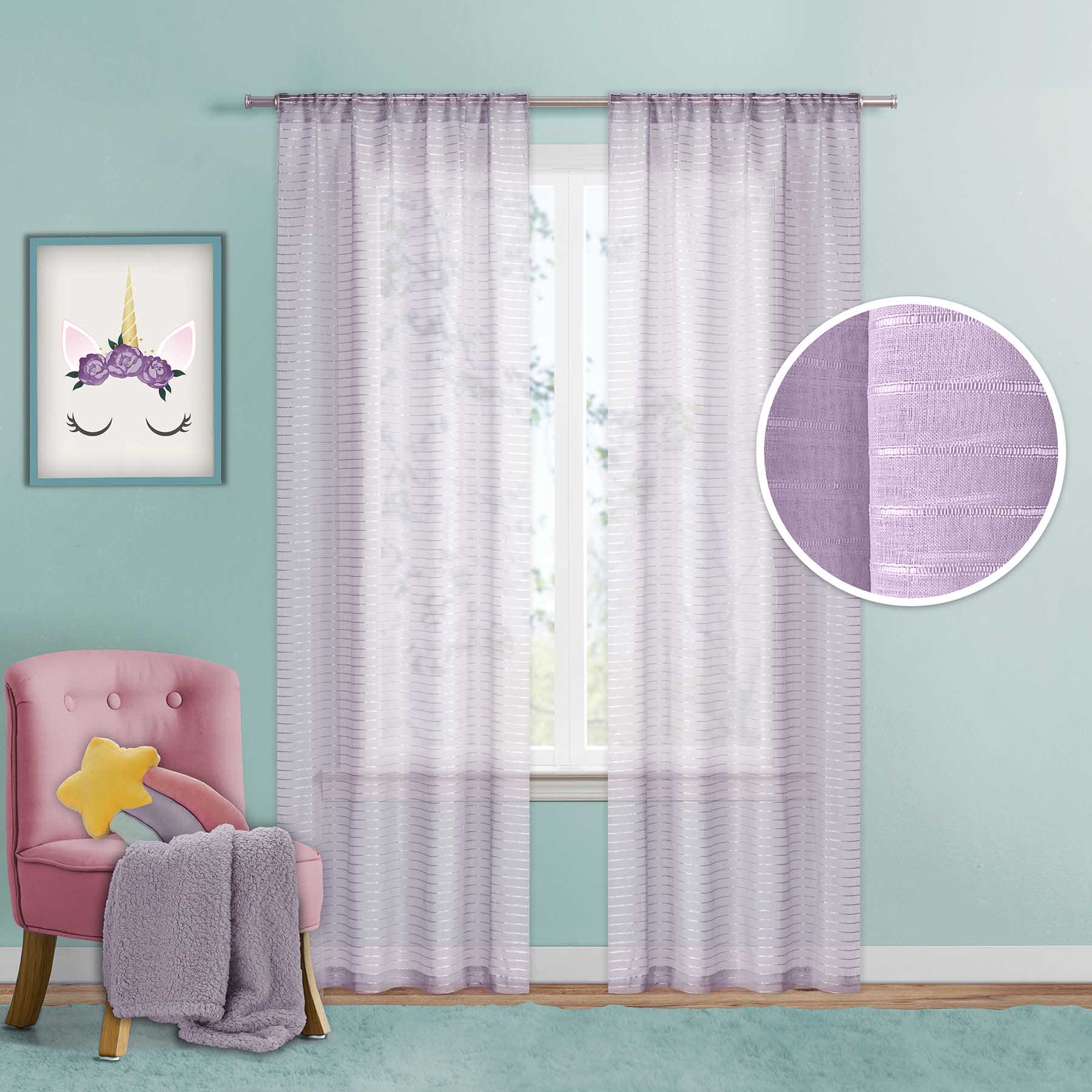 Tiny Dreamers Purple Striped Sheer Curtain Panel, 84"