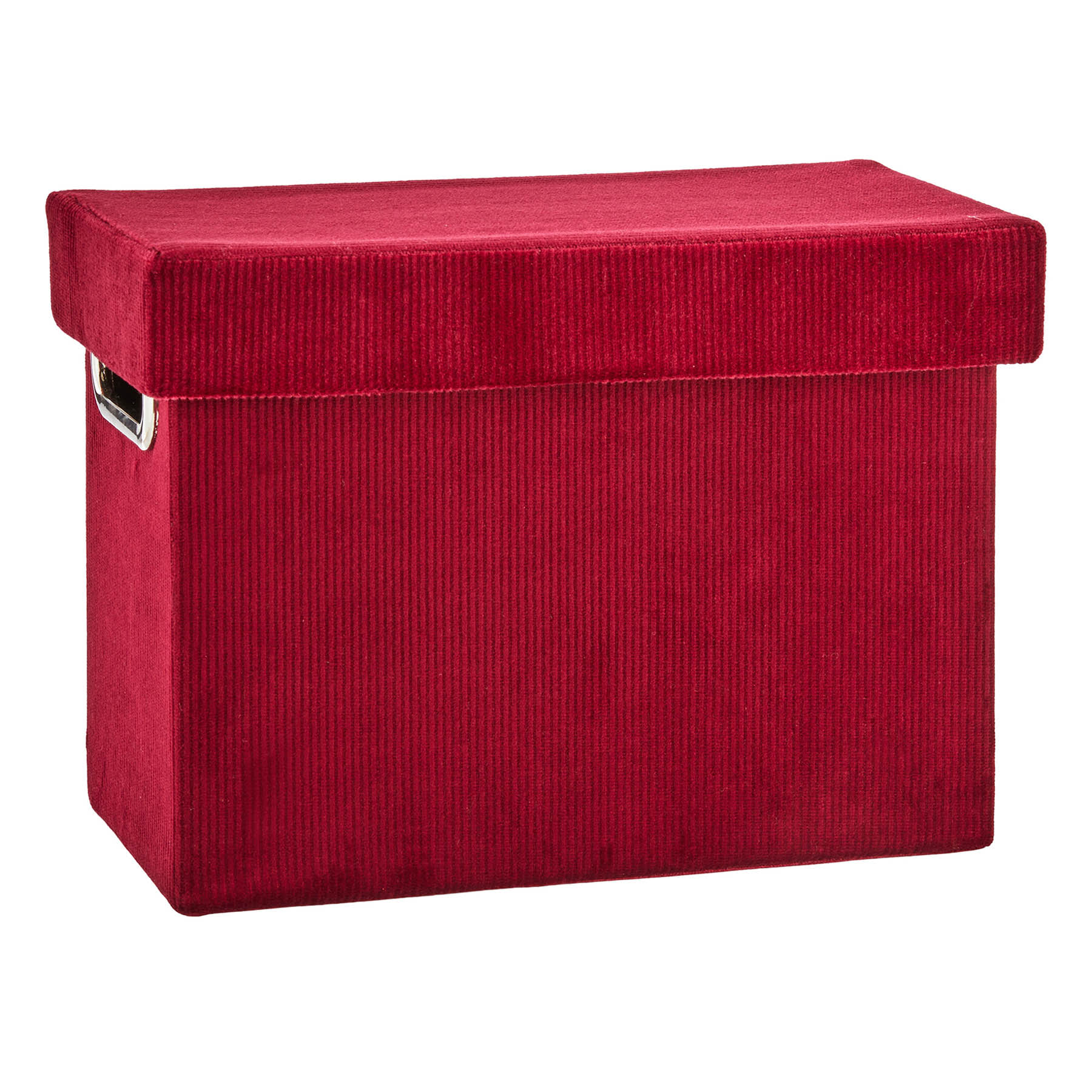 Providence Burgundy Velvet Fabric Storage Basket with Lid, Small