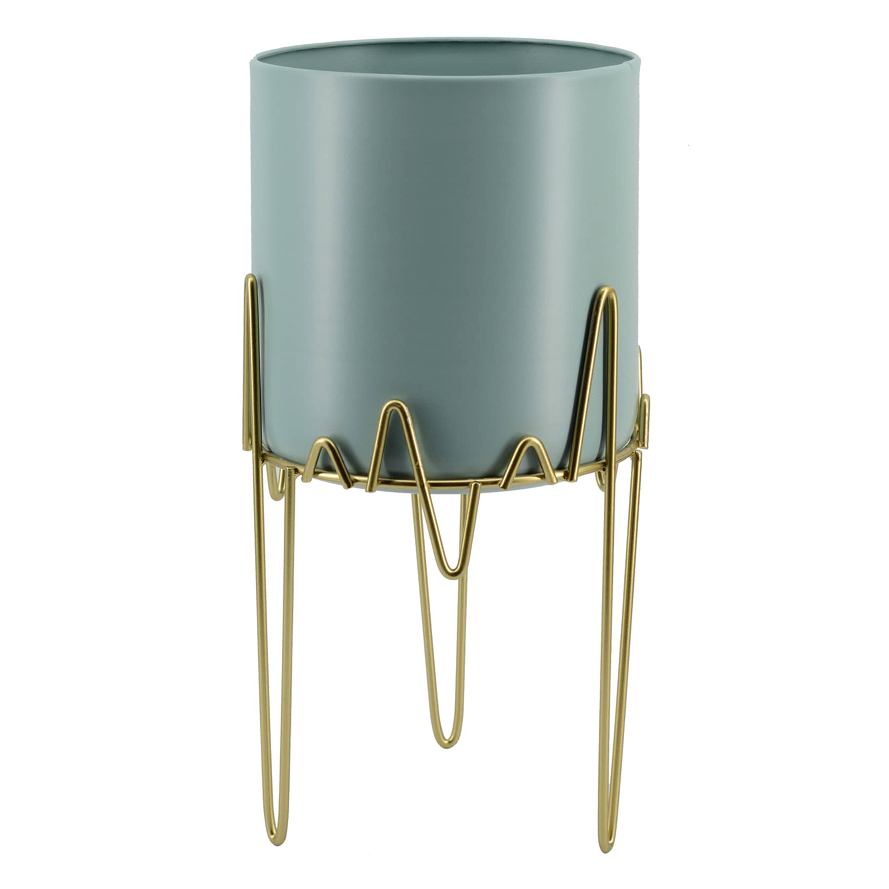 Sand Teal Gold Metal Deco Planter Stand, Medium