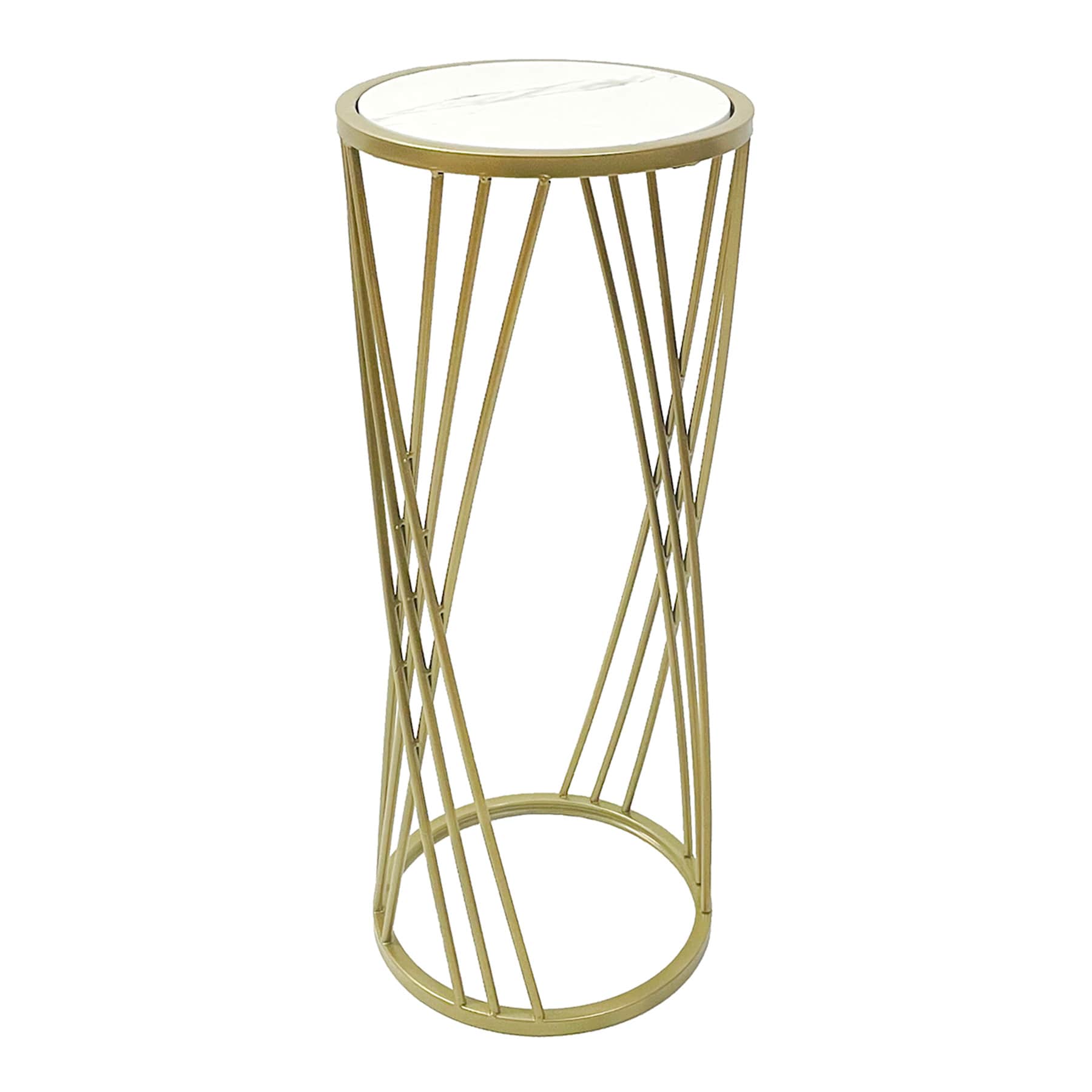 LARGE CROSS MARBLE PLANT STAND GOLD