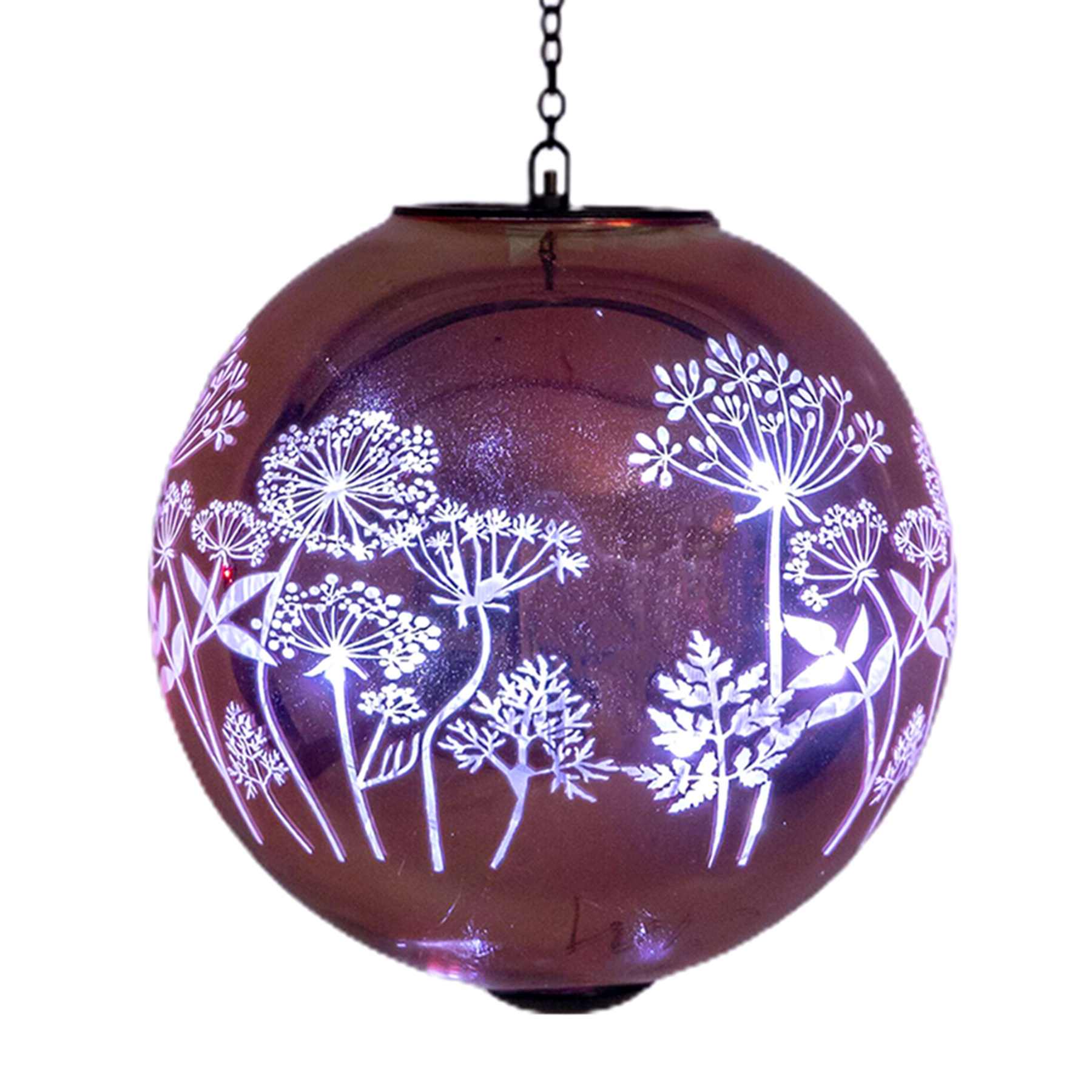 Pink Hanging Ball Outdoor Solar Lantern, 18"