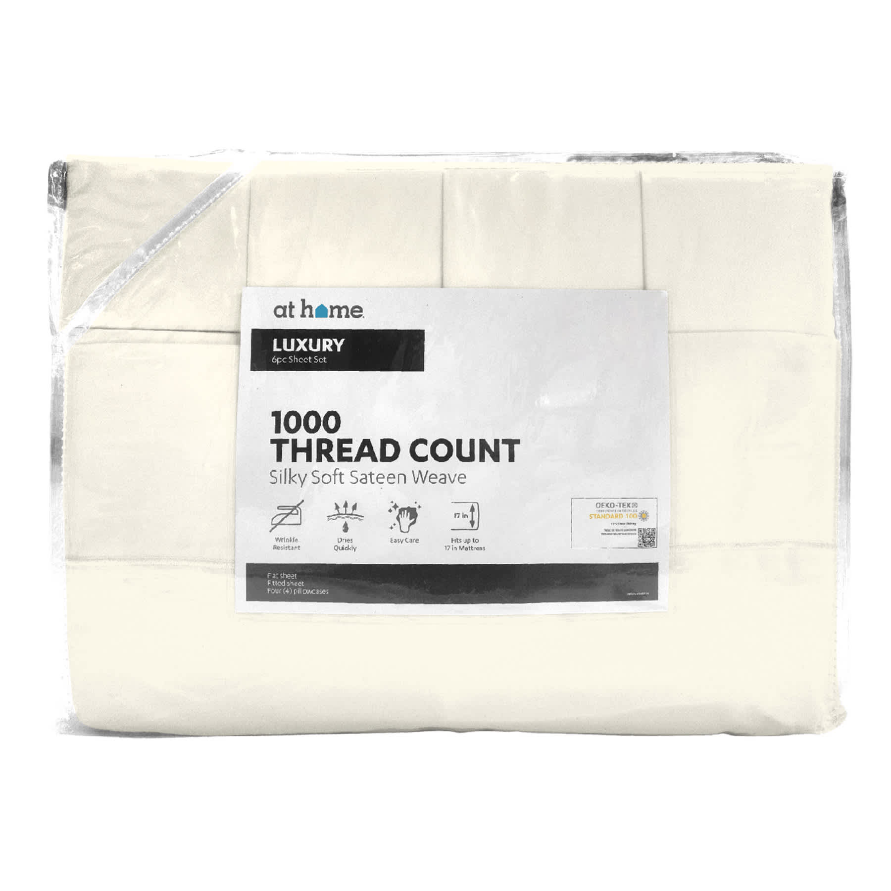 6-Piece Egret White 1000 Thread Count Cotton Blend Sheet Set, King