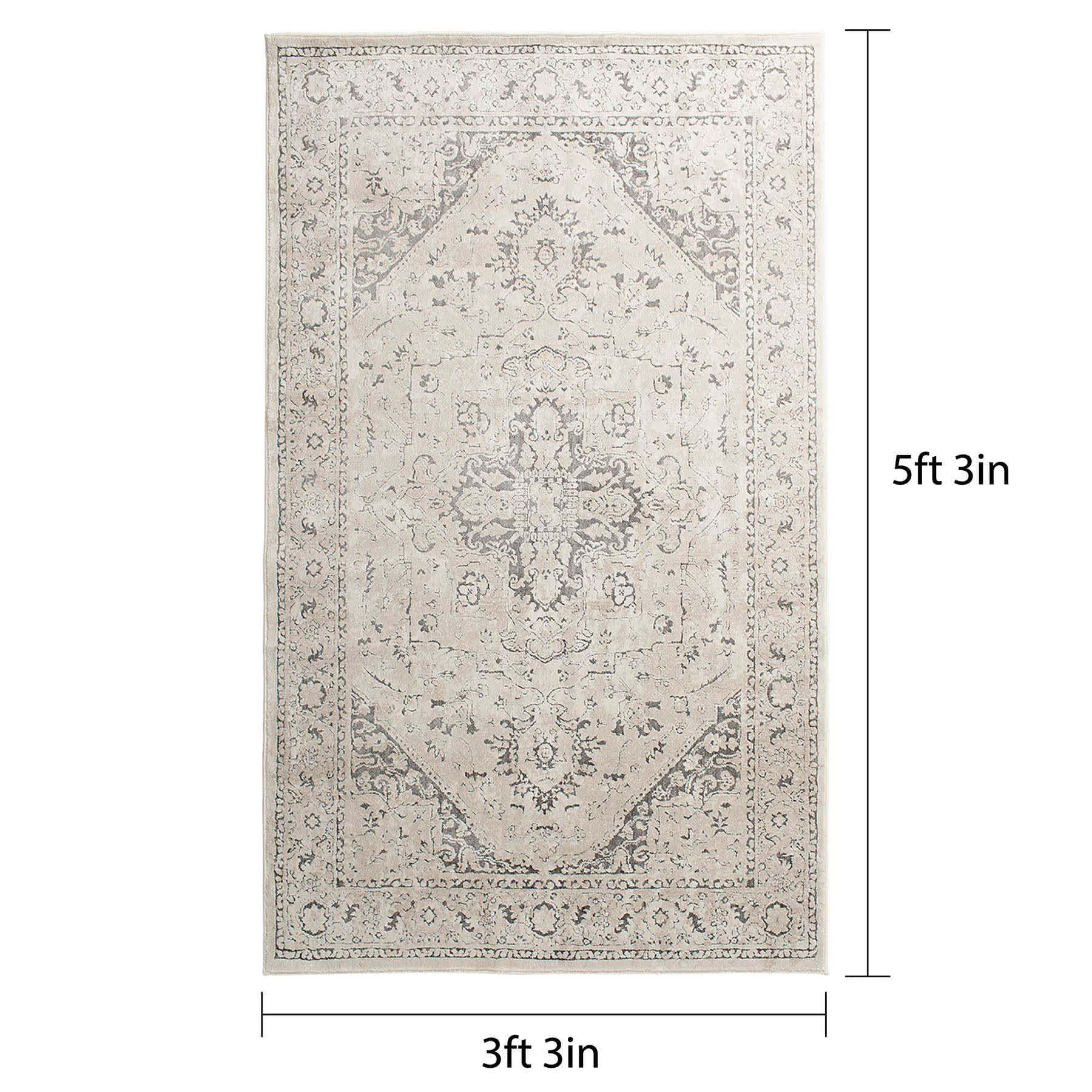 (A413) Clearwater Cream Medallion Accent Rug, 3x4