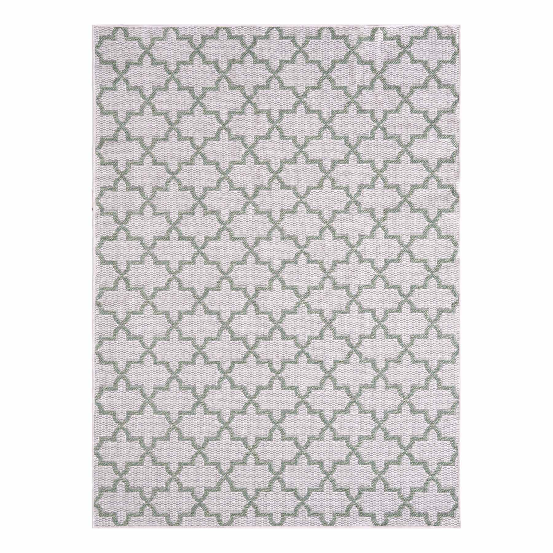 Fifer Bernice Green & Cream Outdoor Area Rug, 5x7