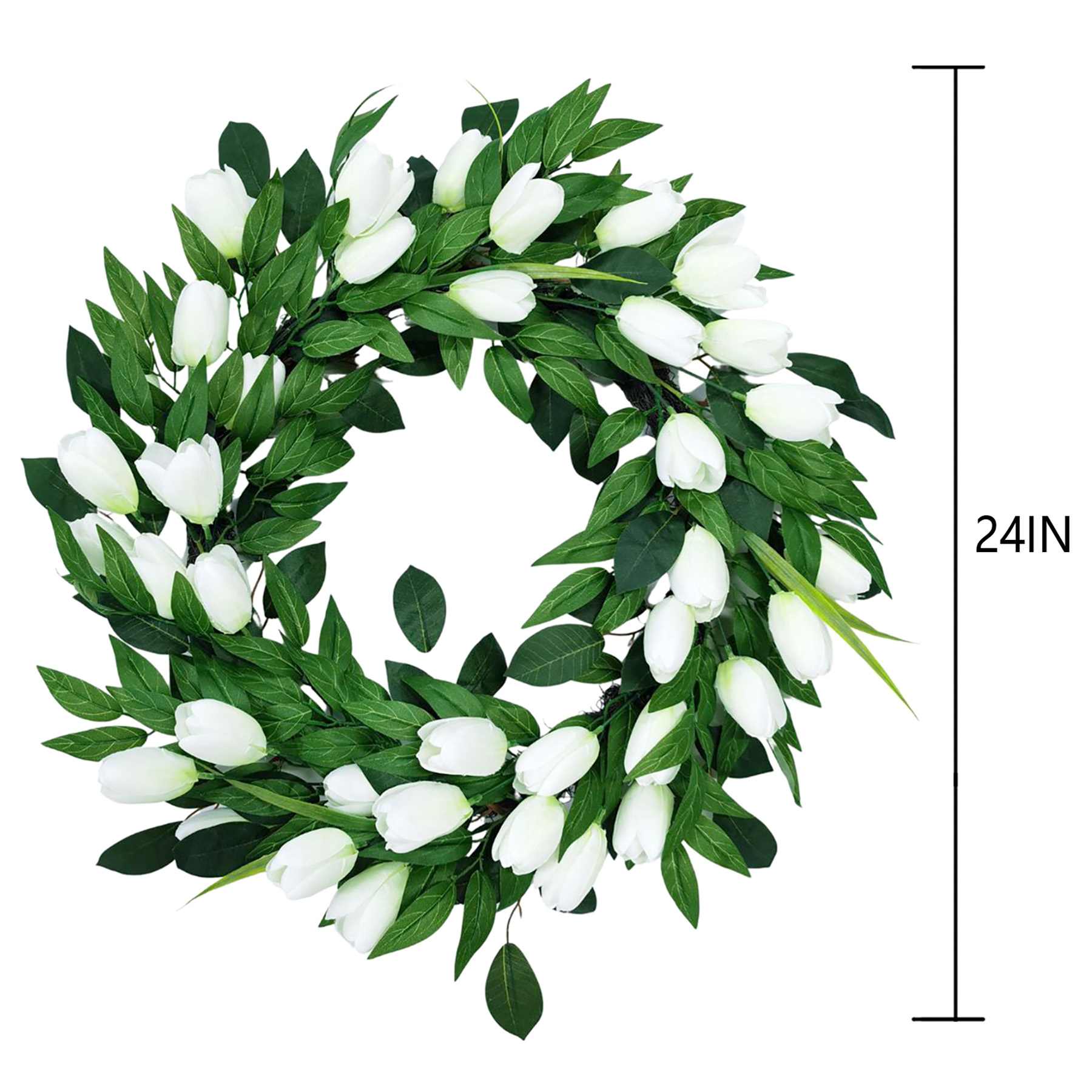 White Tulip Wreath, 24"