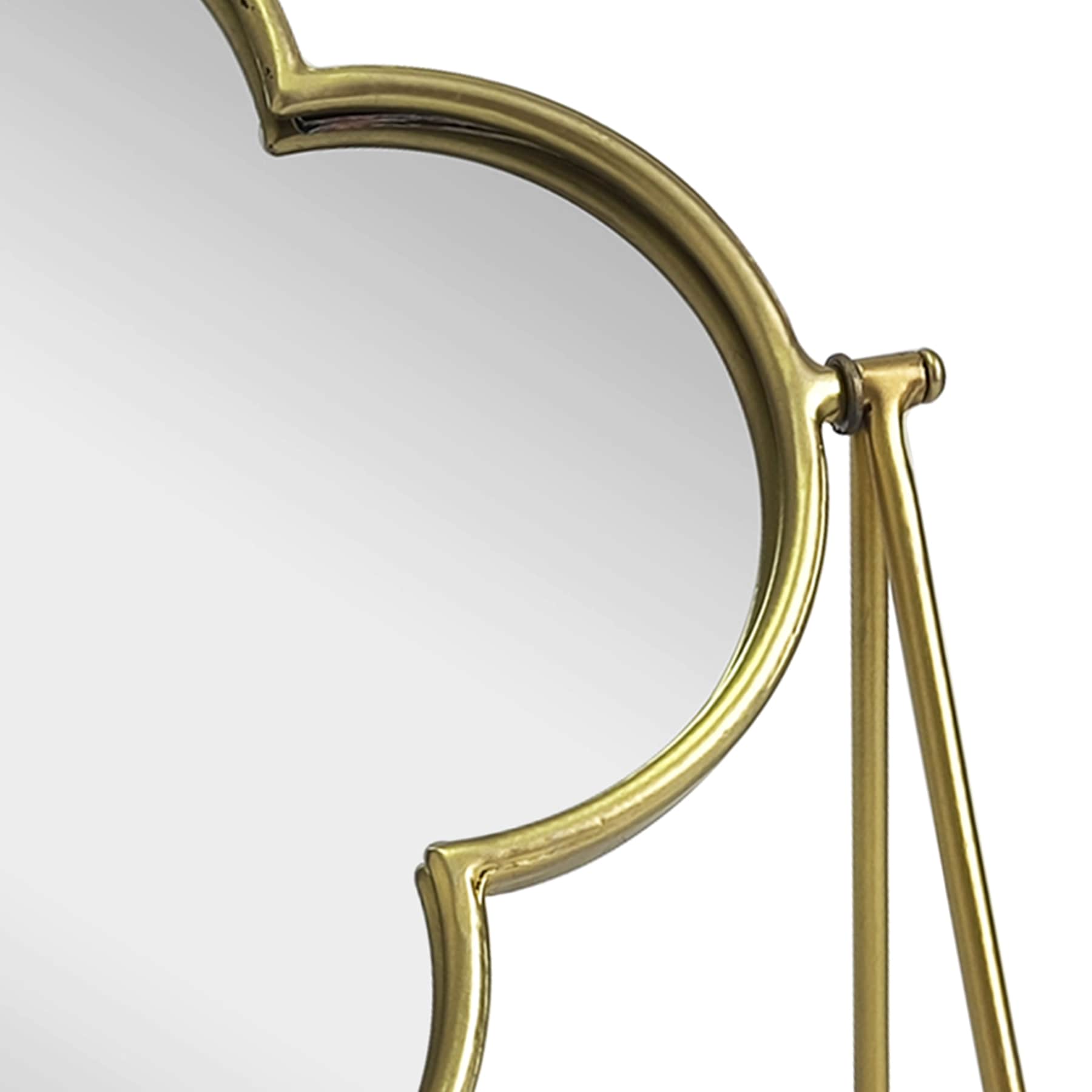 Gold Quatrefoil Mirror on Stand, 11.6"
