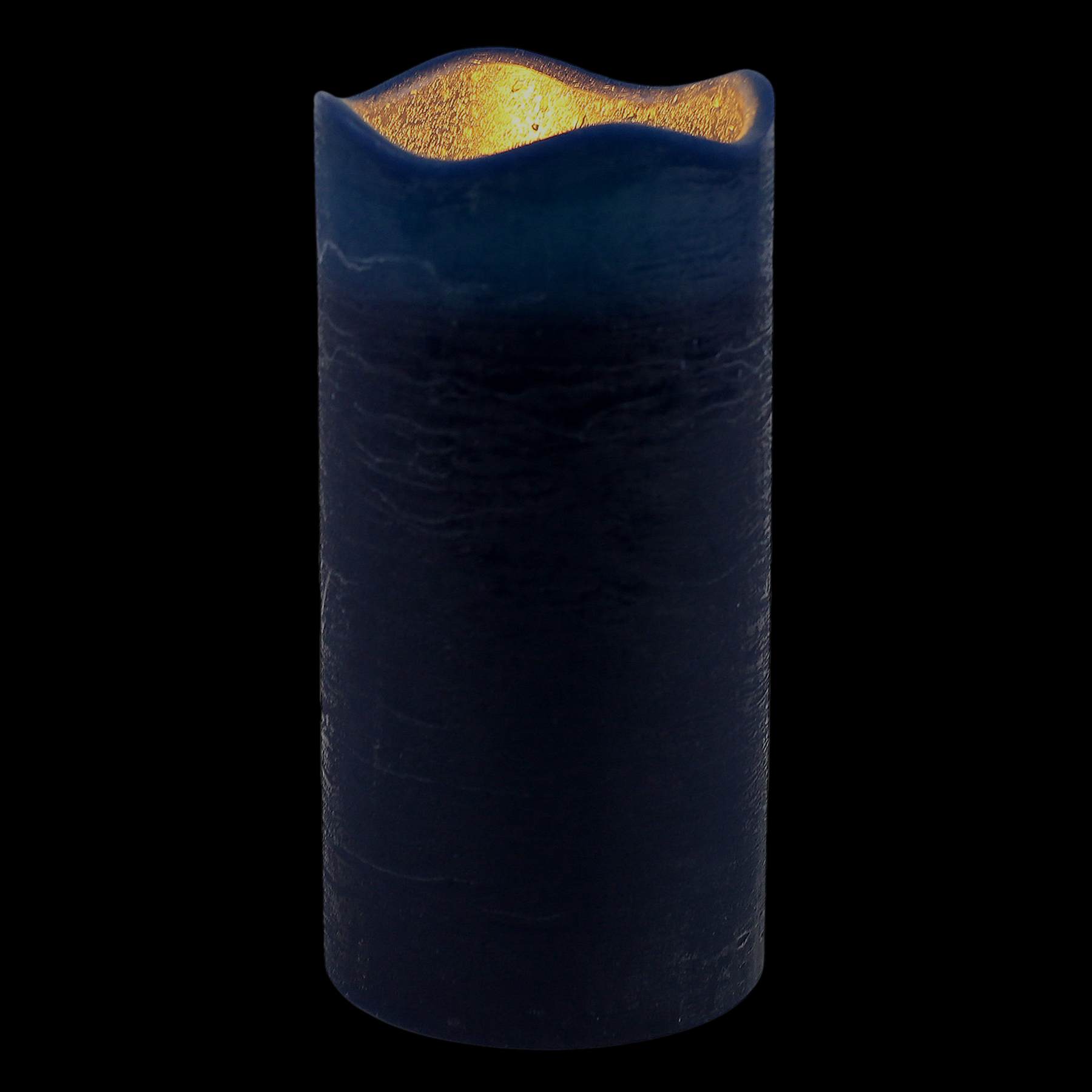 Honeybloom Dark Blue Wax LED Pillar Candle with 6 Hour Timer, 4x8