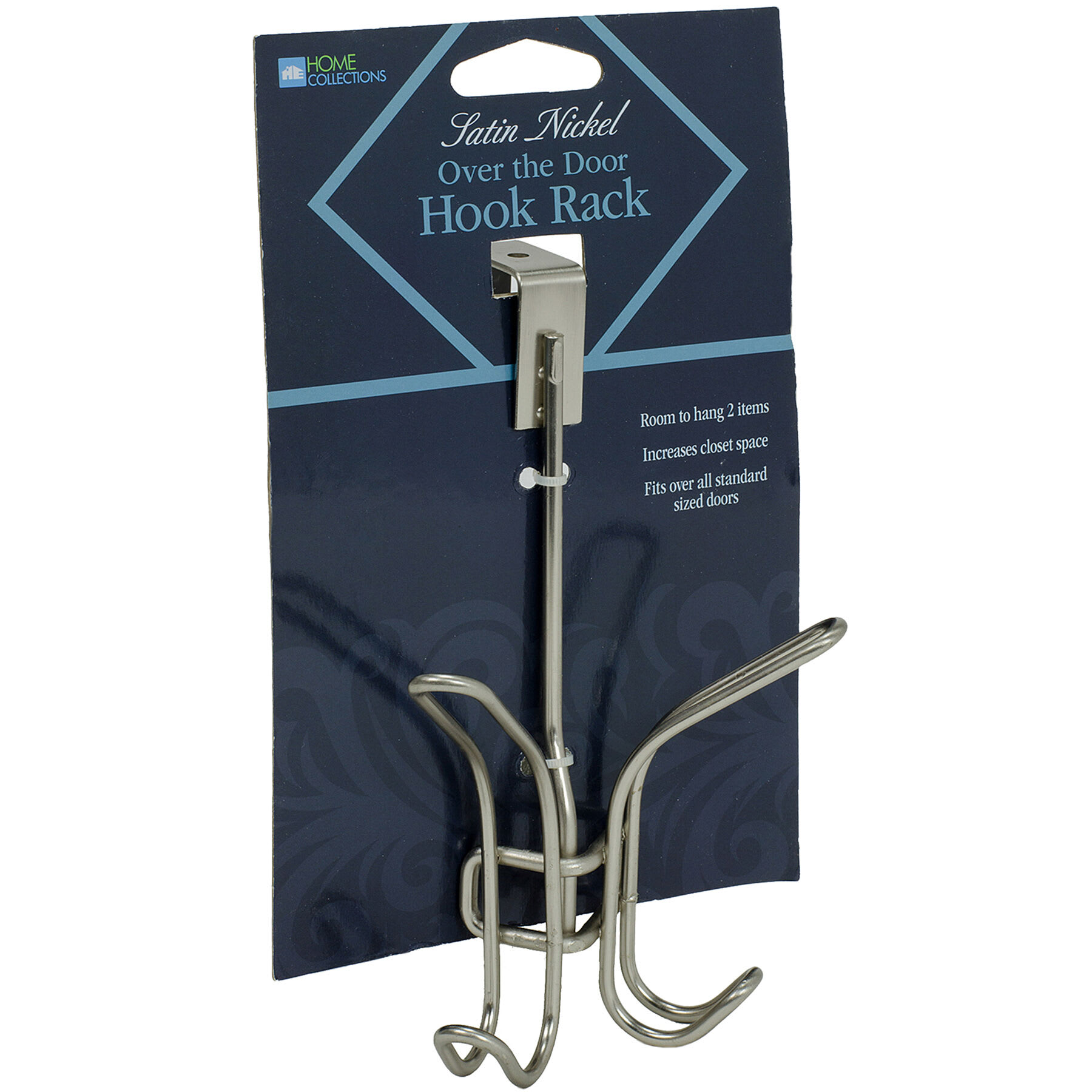 2-Hook Over The Door Hanger, Silver