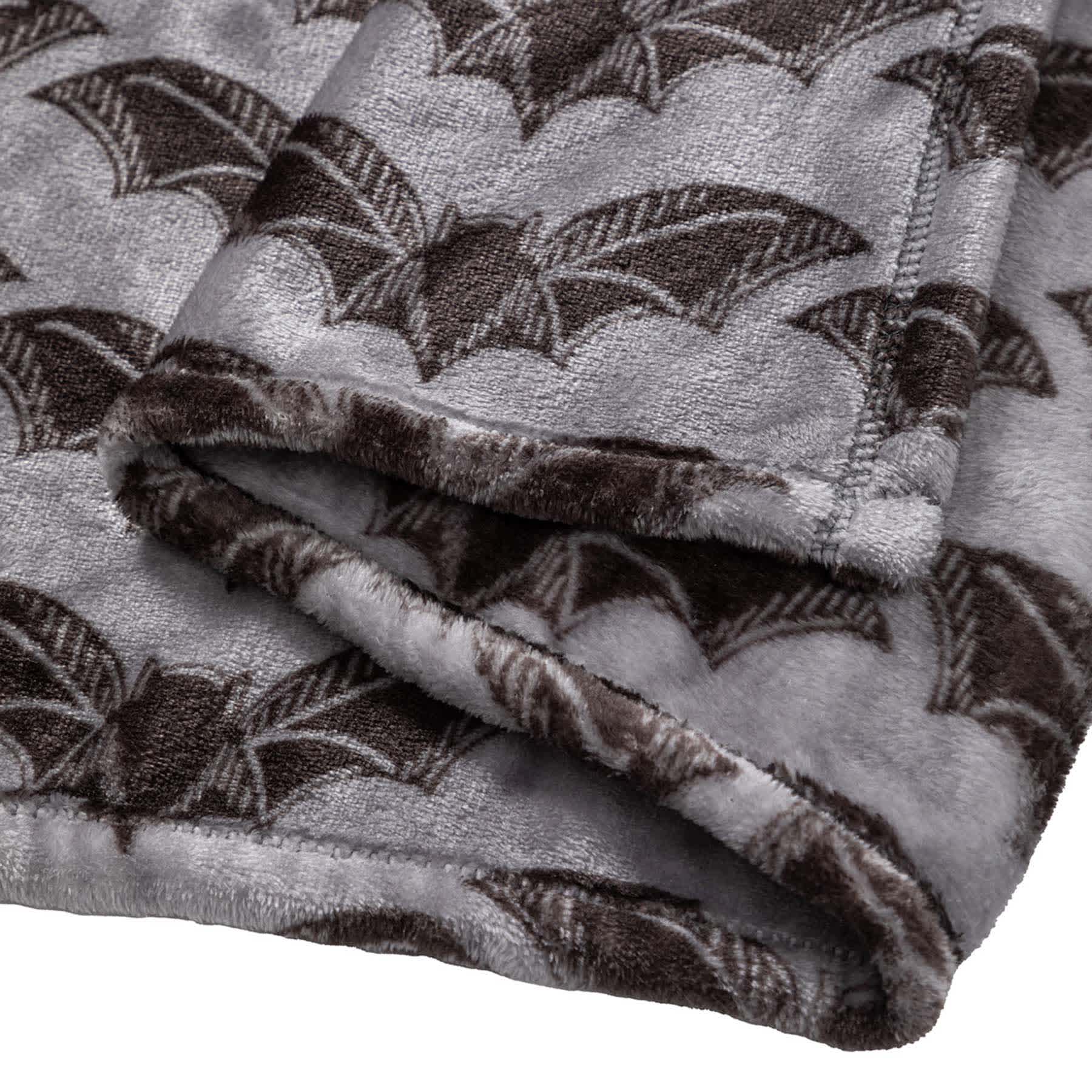 Midnight Shadows Bat Print Plush Blanket, 50x60
