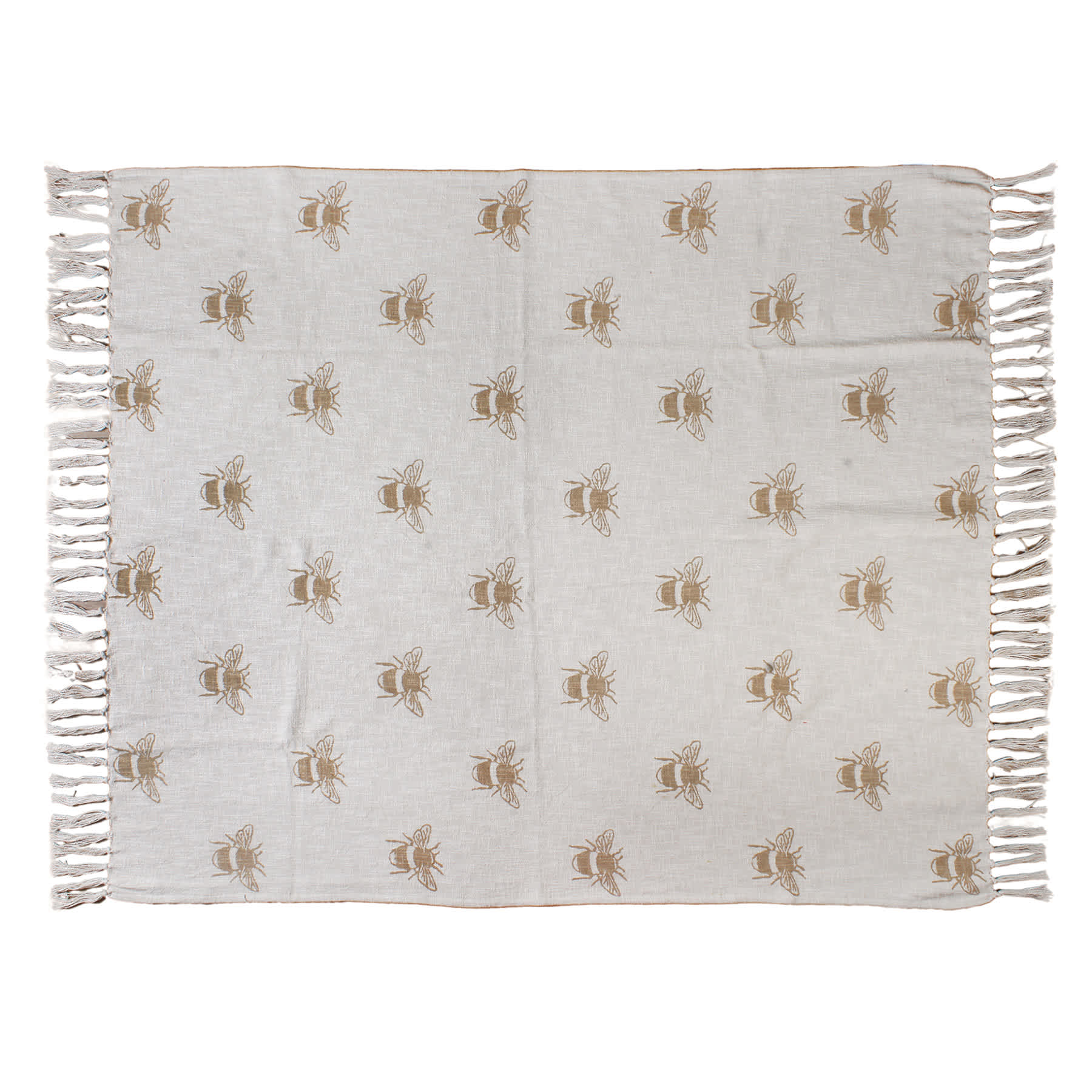 Honeybloom Natural Woven Bee Throw Blanket, 50x60
