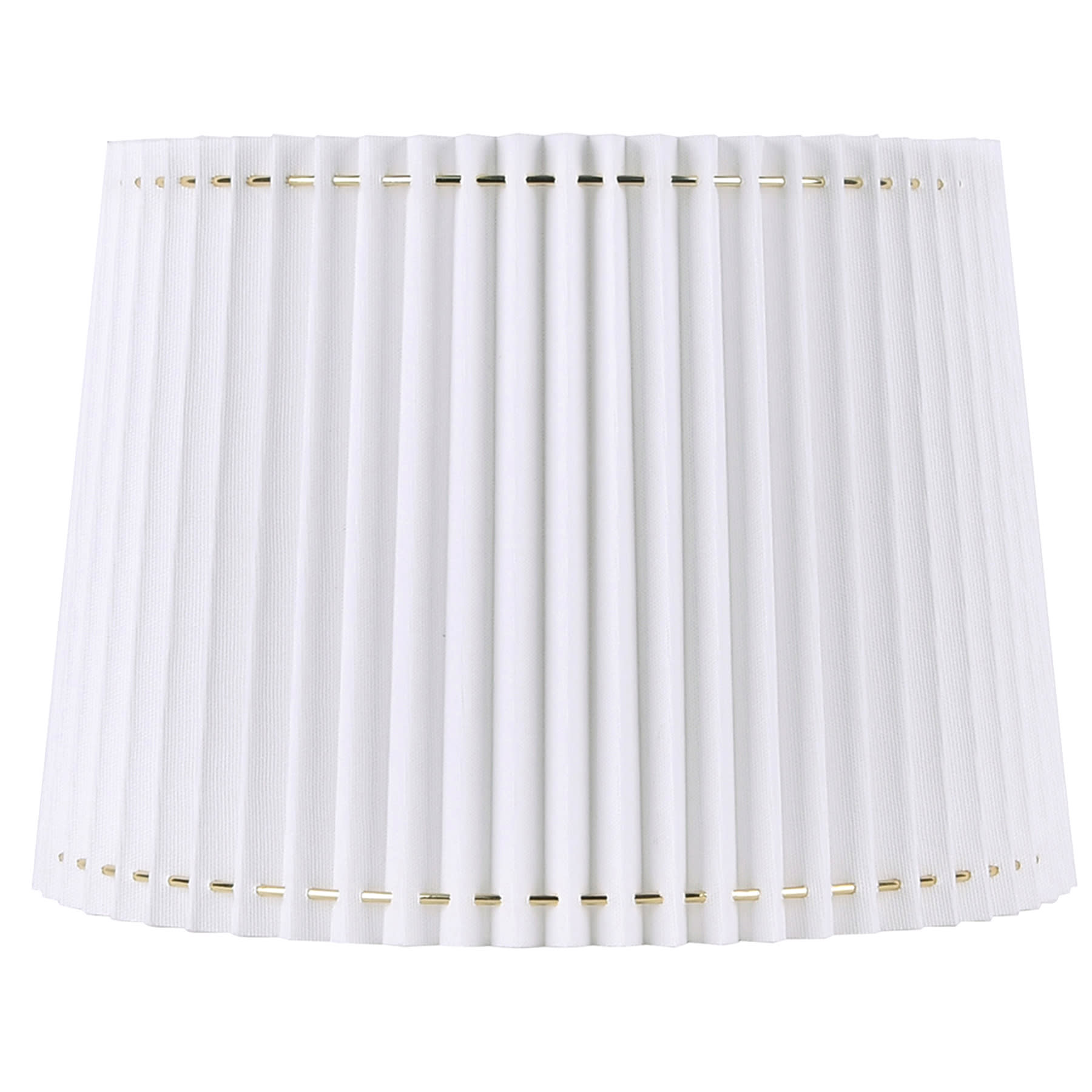 White Stitched Pleat Medium Table Taper Lamp Shade, 12x14x10