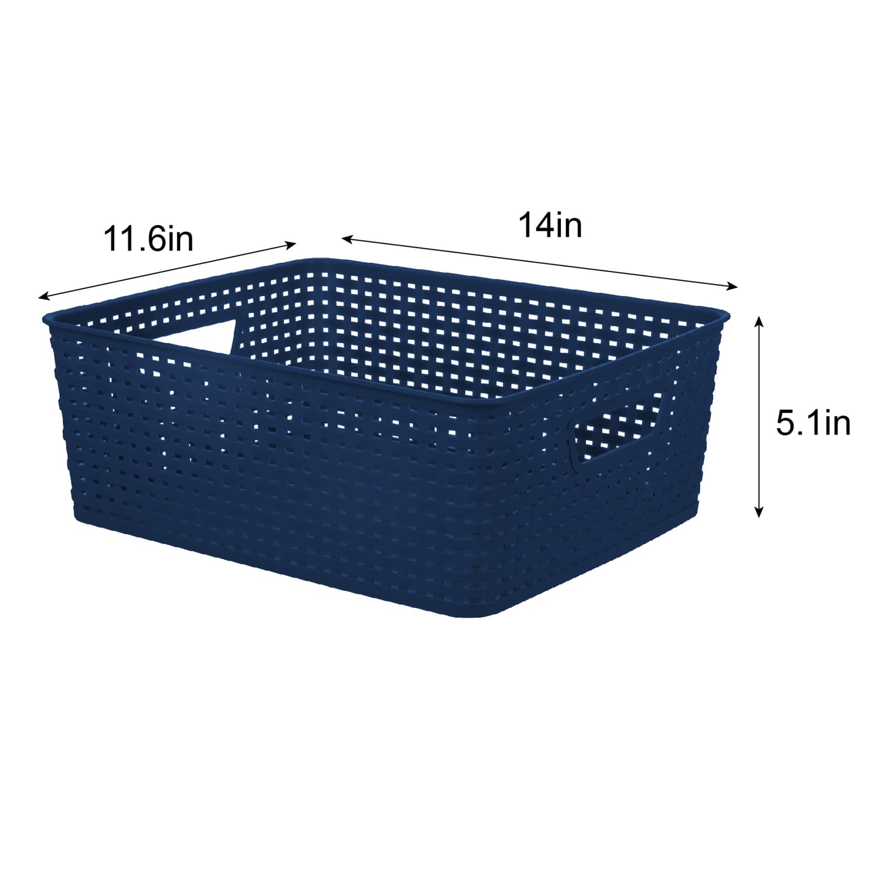 Navy Blue Crossover Weave Basket, Medium