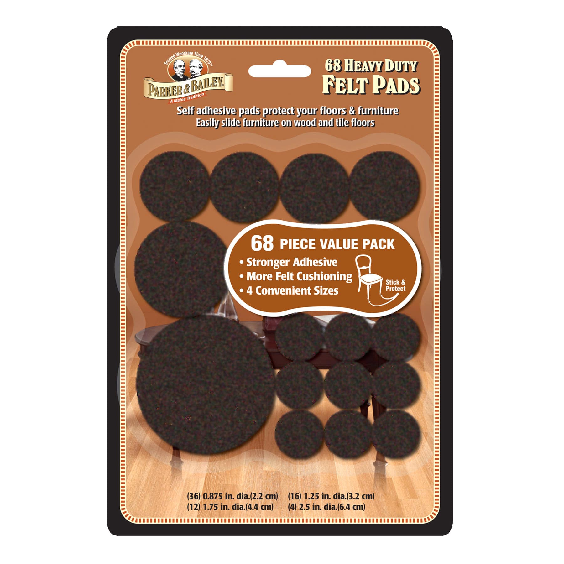 Parker & Bailey 68-Piece Brown Furniture Felt Pads