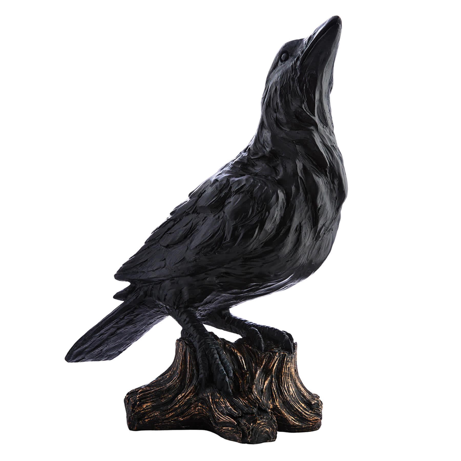 Midnight Shadows Crow Stand on Stump, 14.8"