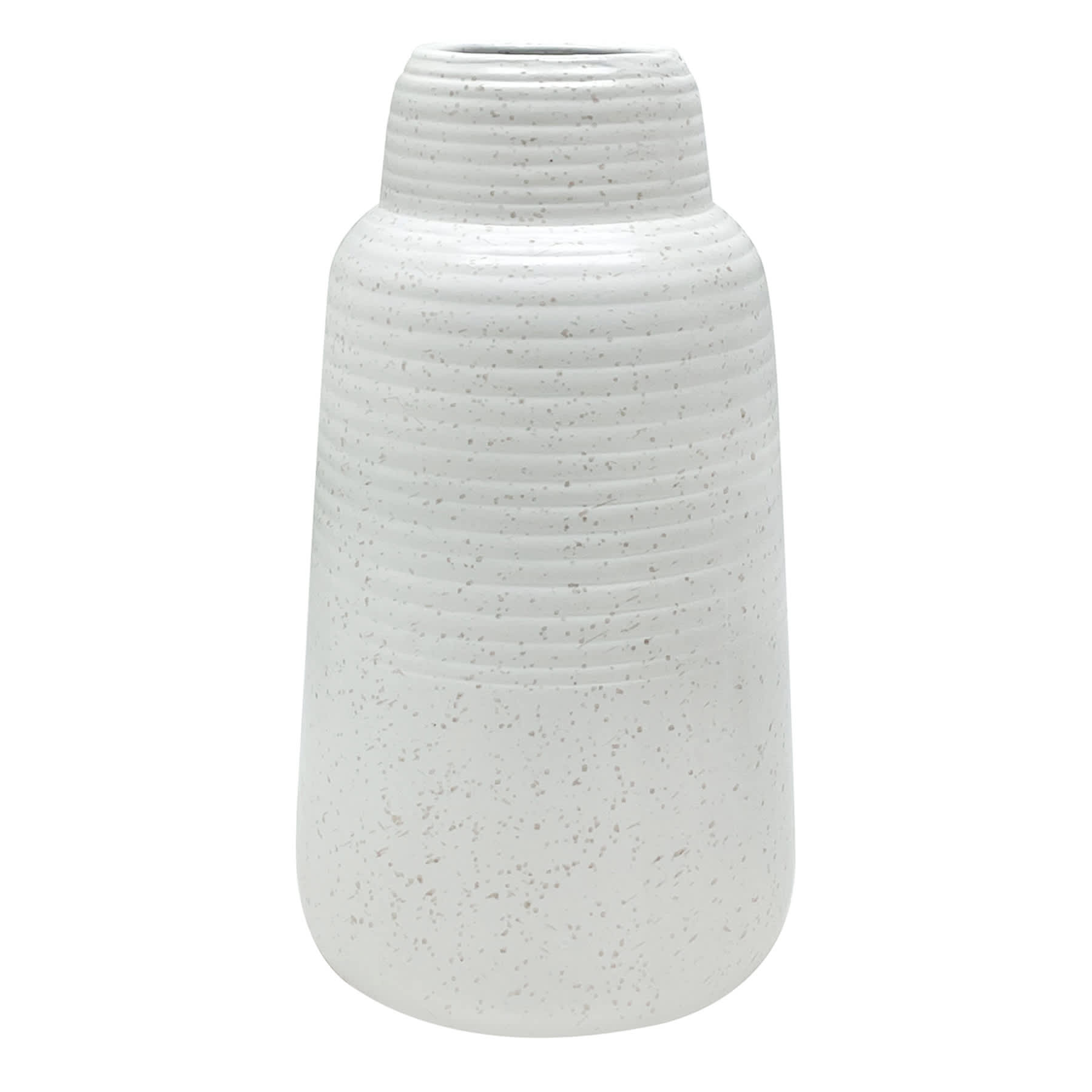 Found & Fable White Ribbed Ceramic Vase, 9"