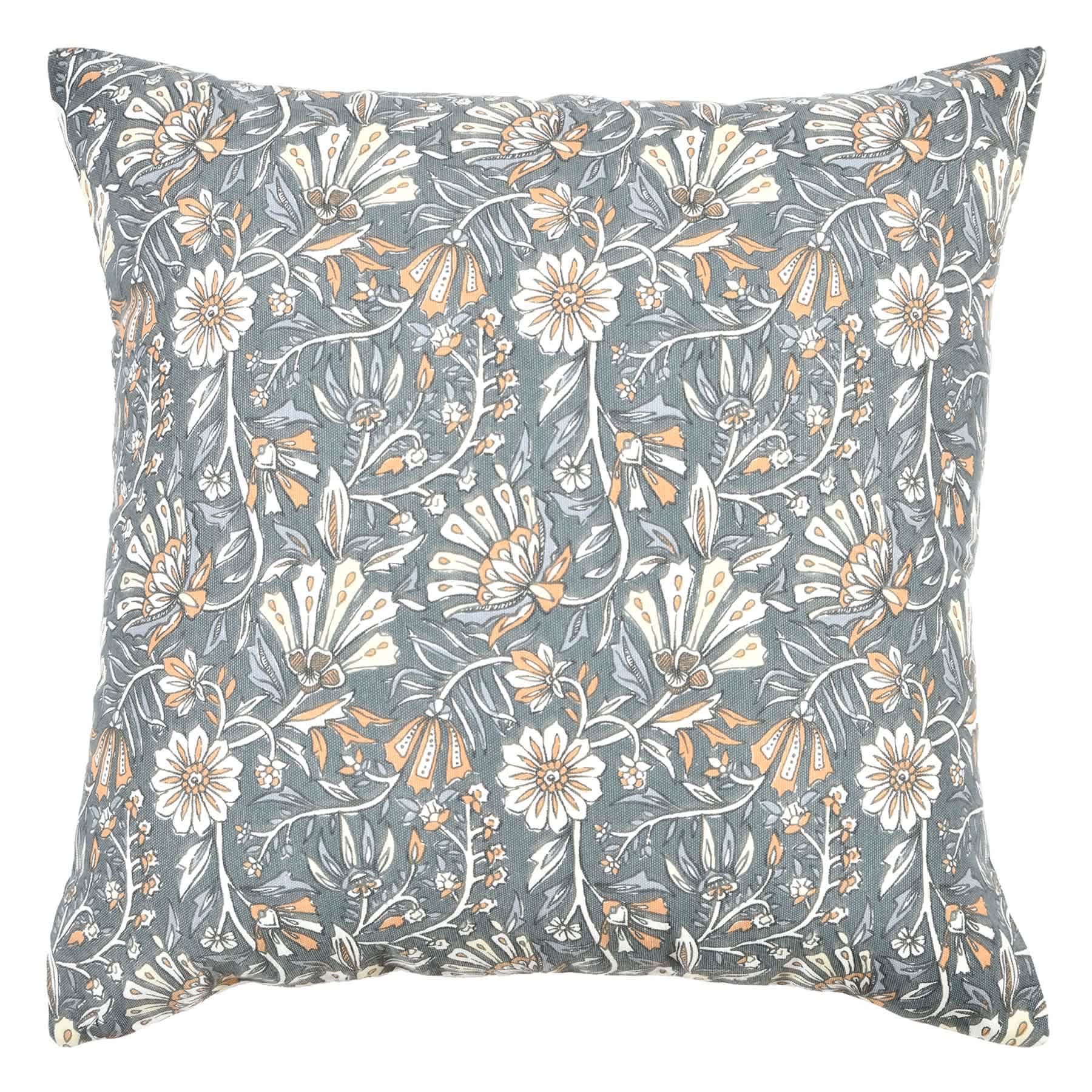 Honeybloom Vintage Indian Floral Printed Throw Pillow, 18"