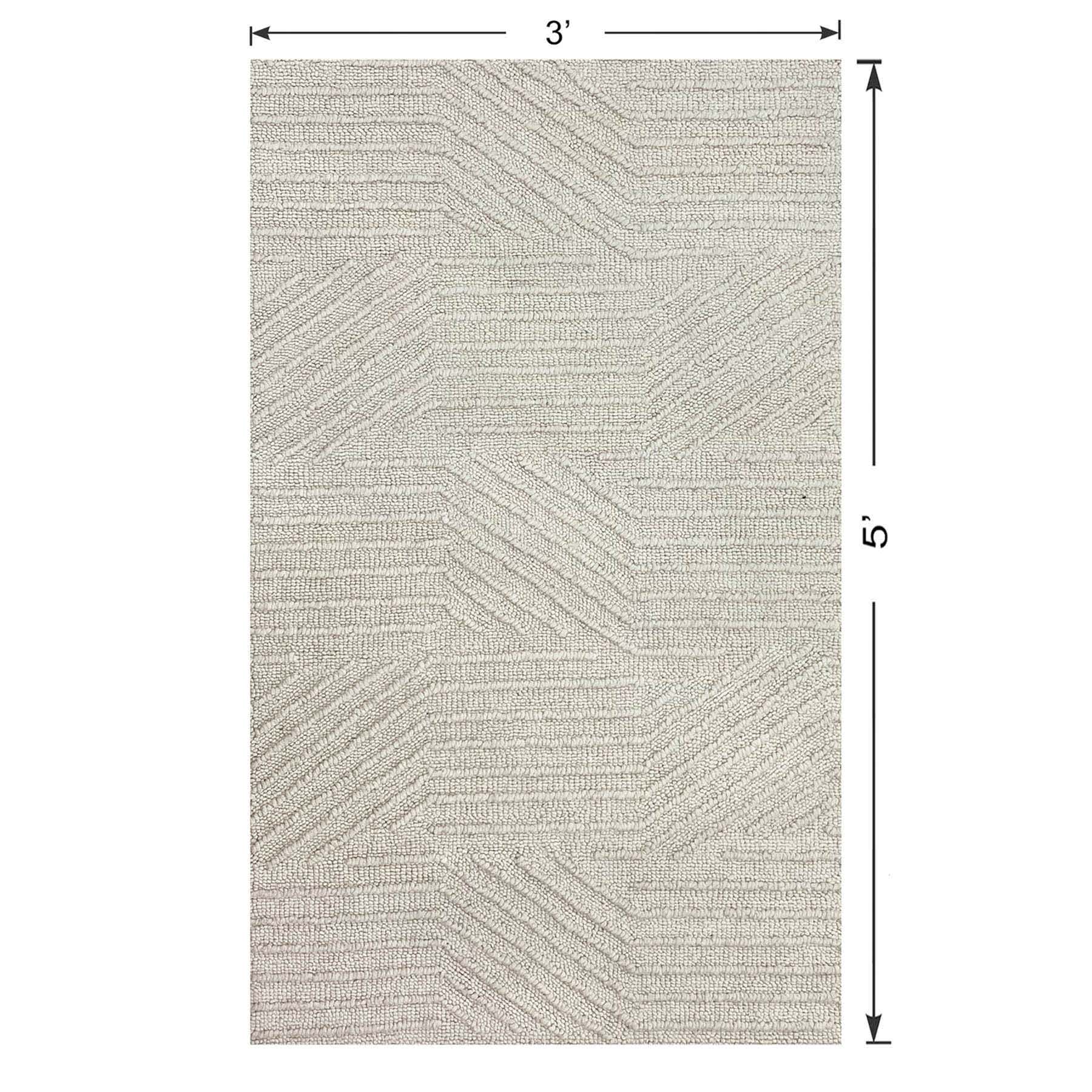 (A473) Found & Fable Dartmouth Ivory Tufted Accent Rug, 3x5