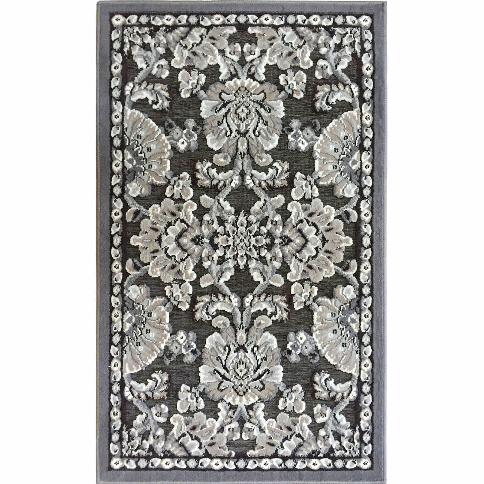 Arrington Grey & Taupe Traditional Floral Washable Accent Rug, 26x45