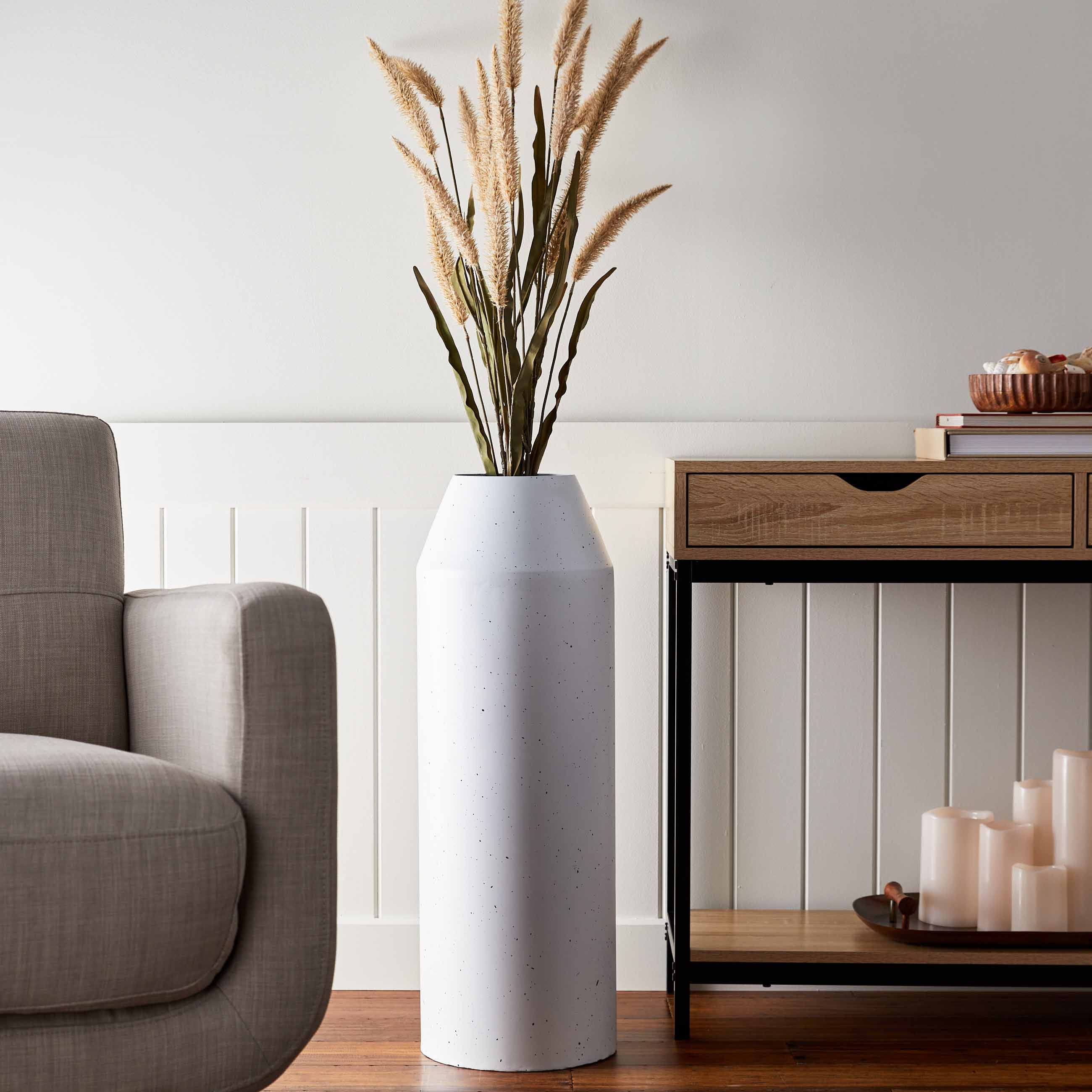 White Flower Metal Oversized Vase, 29"